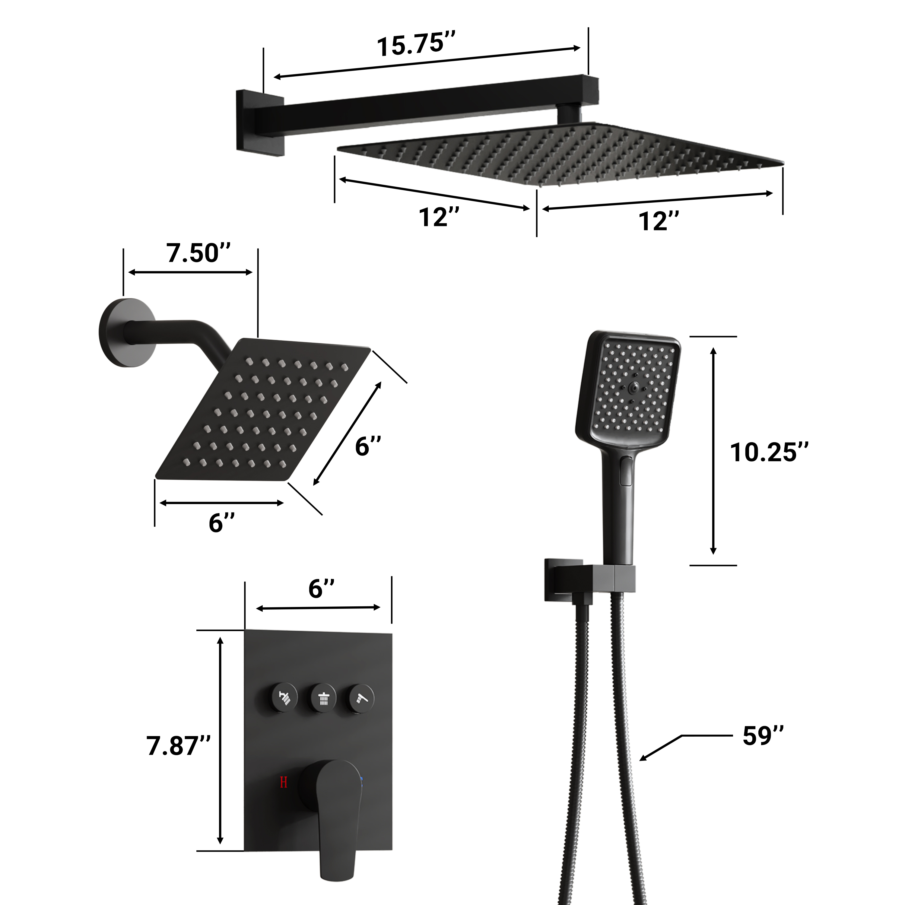 12-inch Dual Shower System with 4-Function Handheld Shower