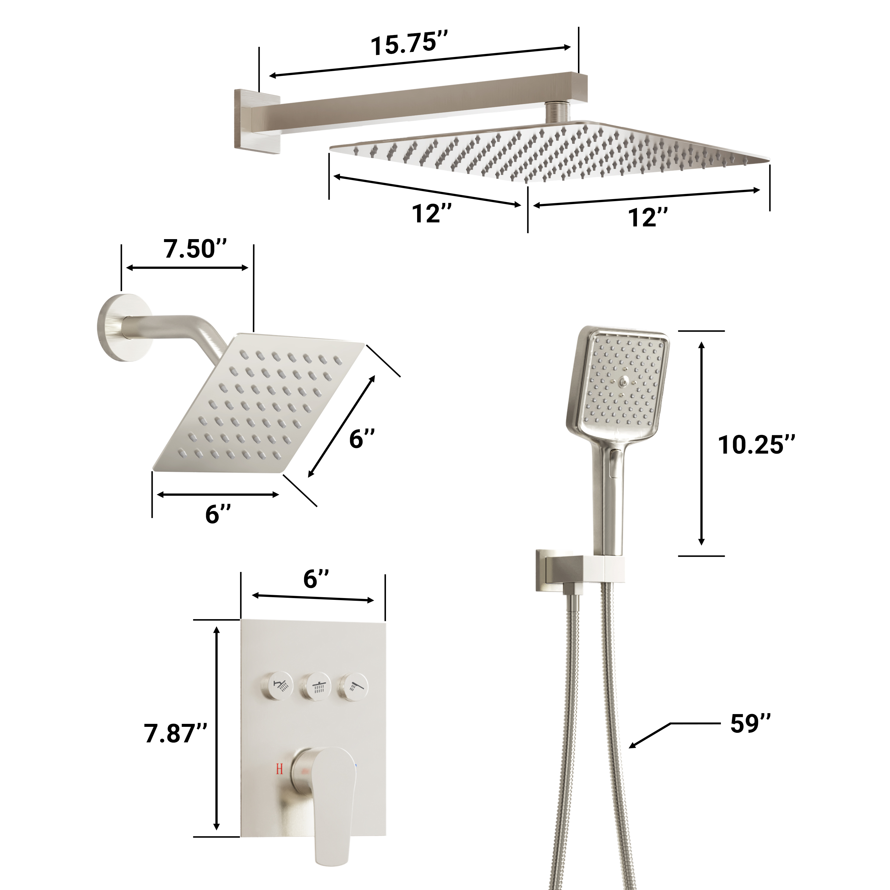 12-inch Dual Shower System with 4-Function Handheld Shower