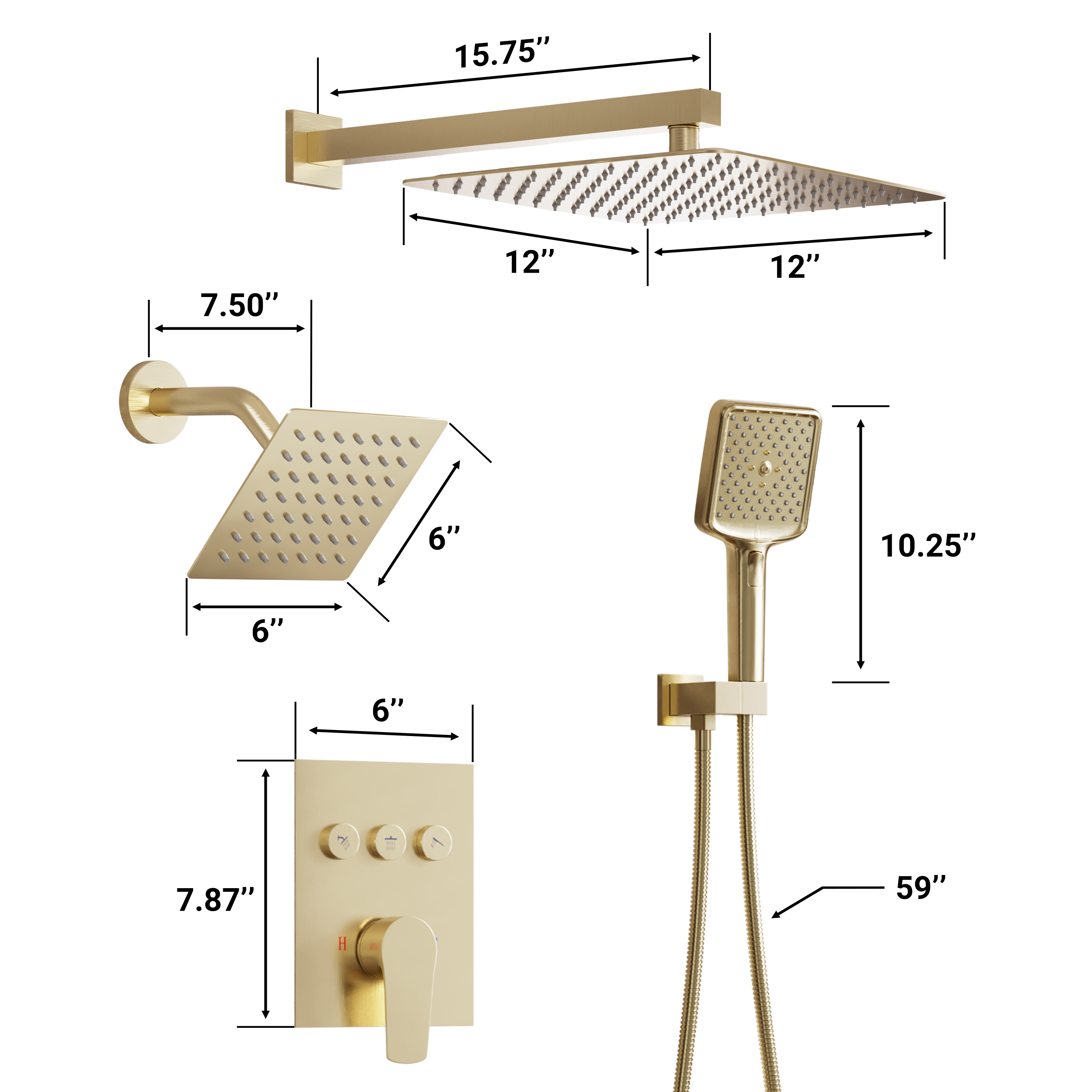 12-inch Dual Shower System with 4-Function Handheld Shower