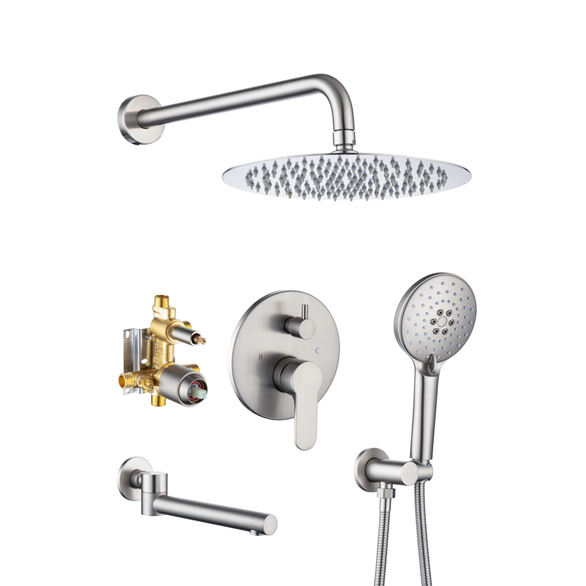 10-inch Shower System with Handheld Shower and Tub Spout