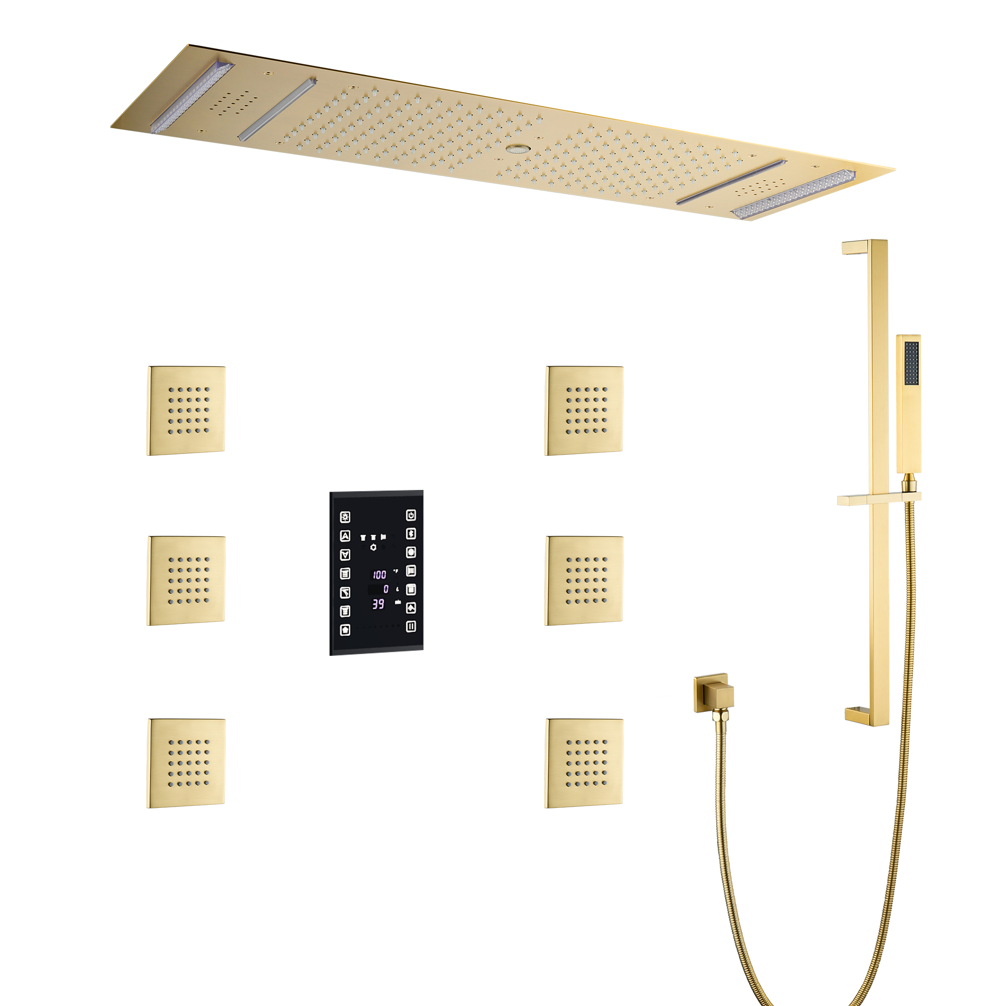 35" x 12" 6-Function Thermostatic Shower System with Digital Touch Screen & LED Lights