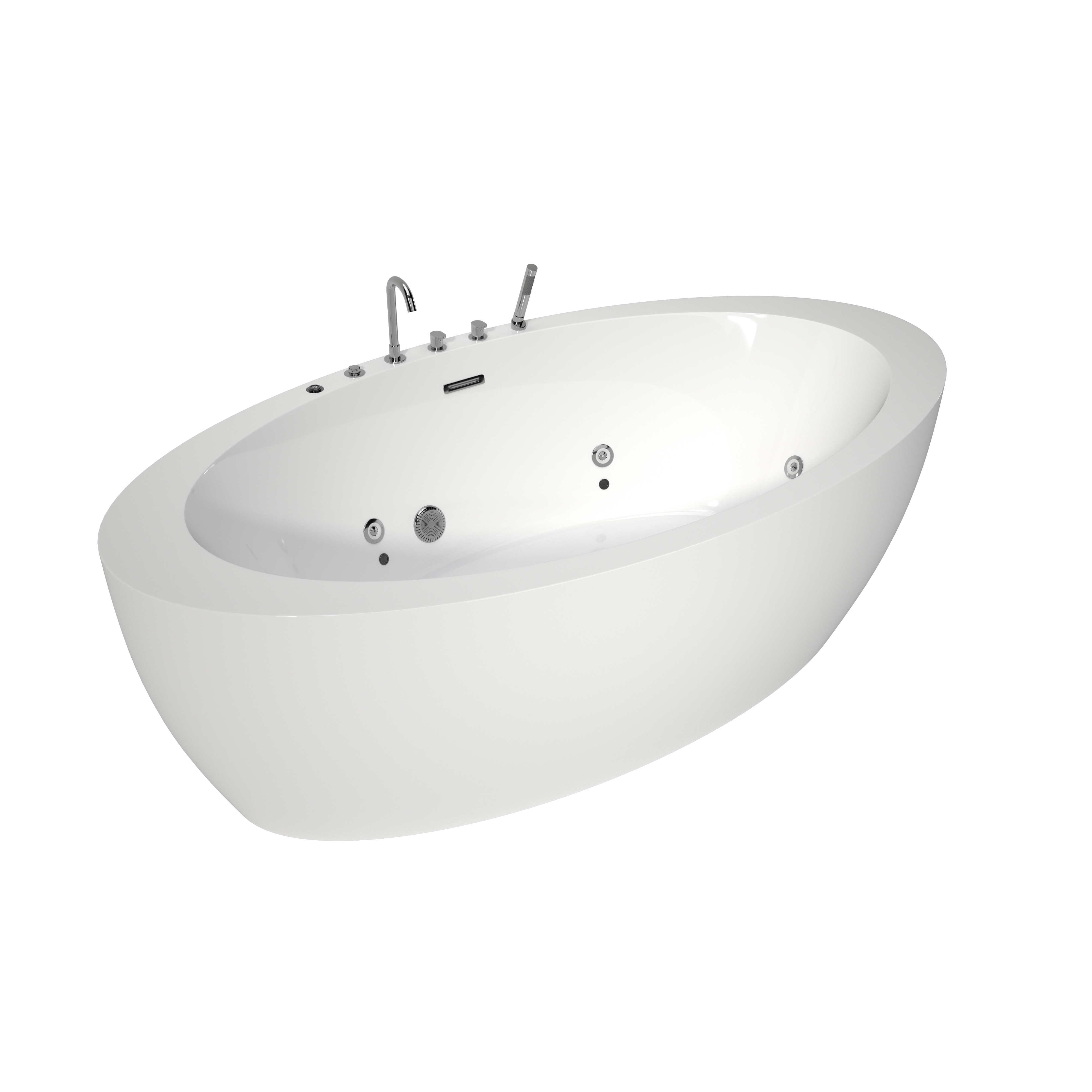 71" Minimalist Massage Freestanding Bathtub with LED Mood Light & Ergonomic Deep Soak
