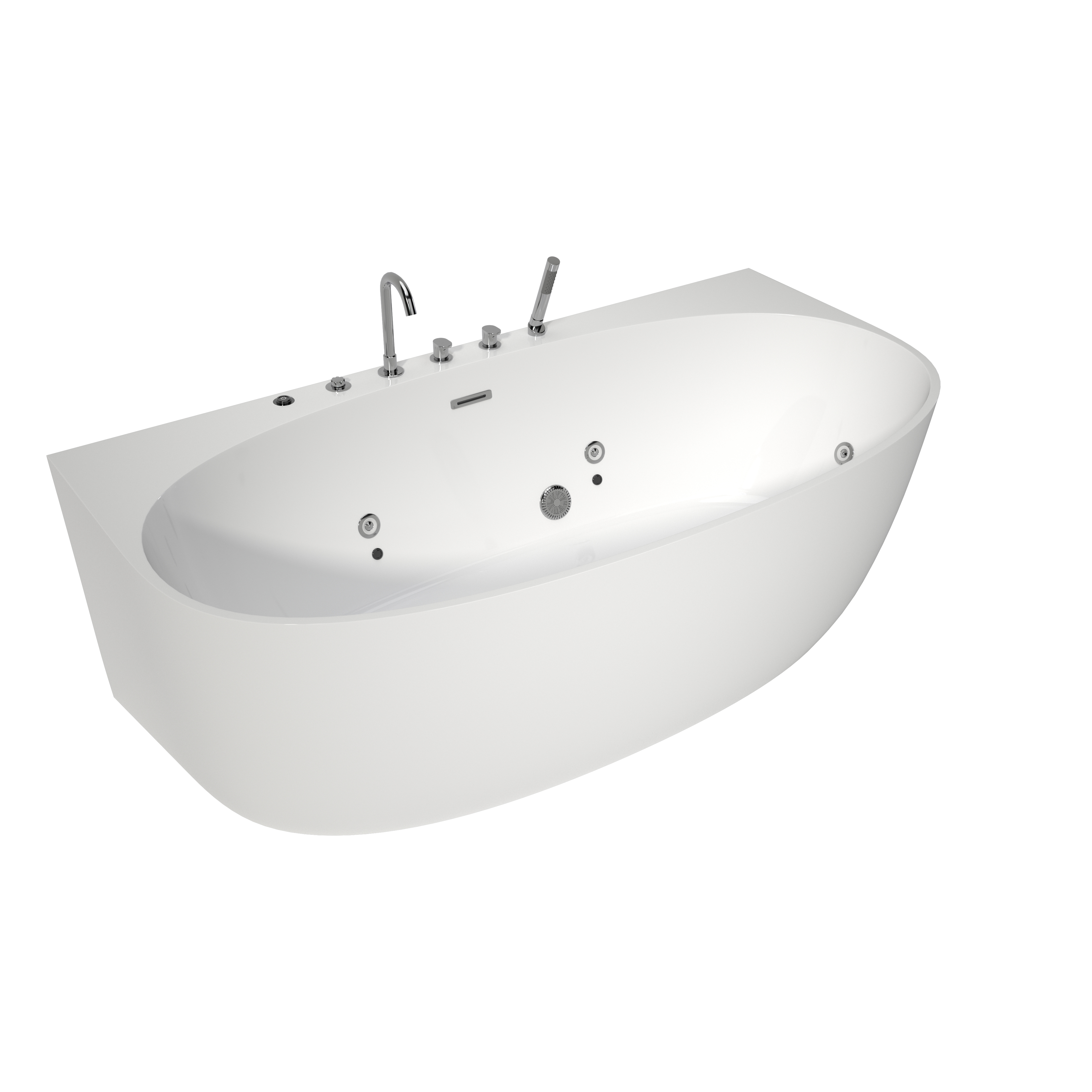 67" Freestanding Whirlpool Bathtub with 6 Hydro Jets & LED Mood Lighting