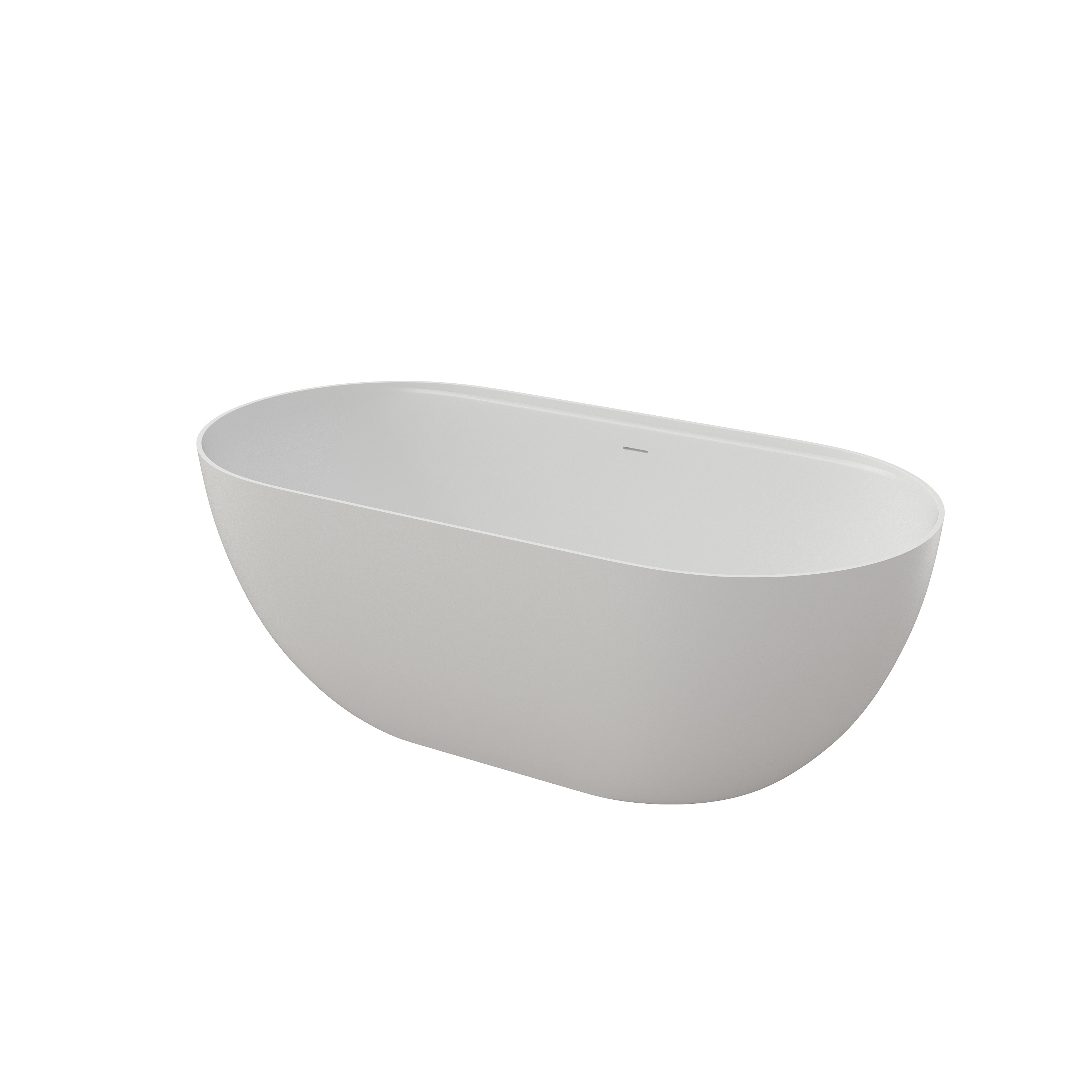 59" Matte White Solid Surface Freestanding Soaking Tub with Bath Caddy