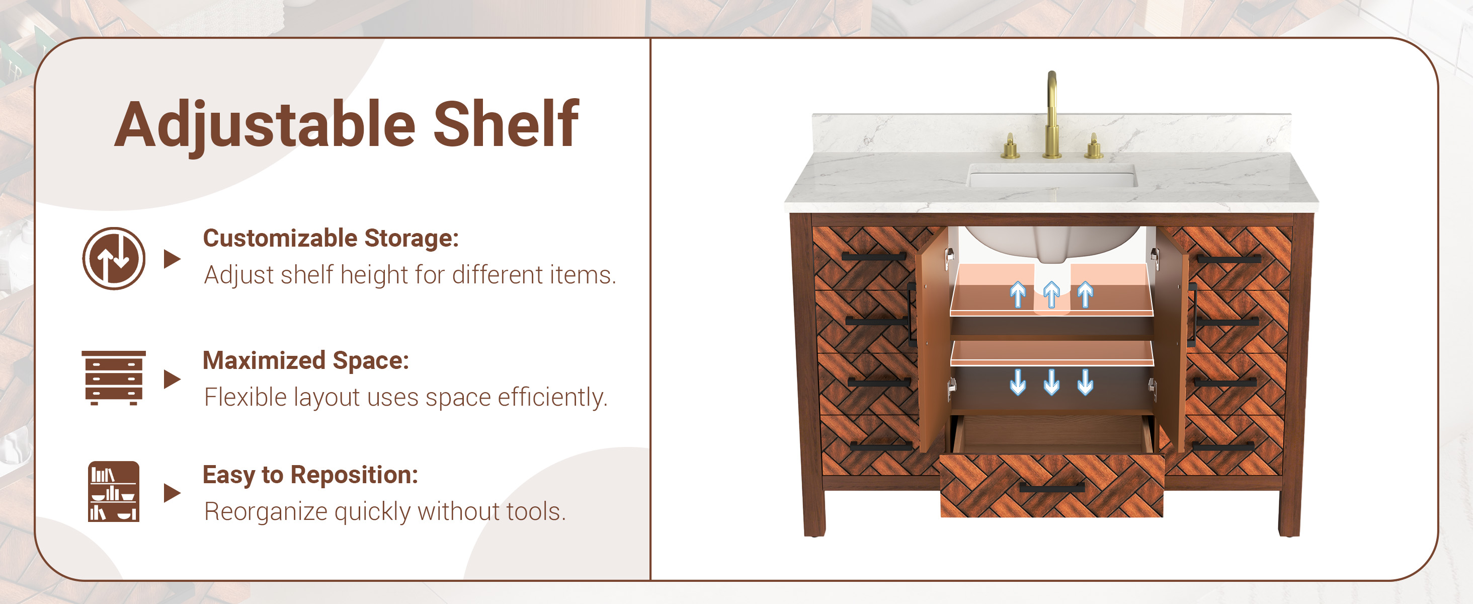 Bathroom Vanity with Adjustable Shelf