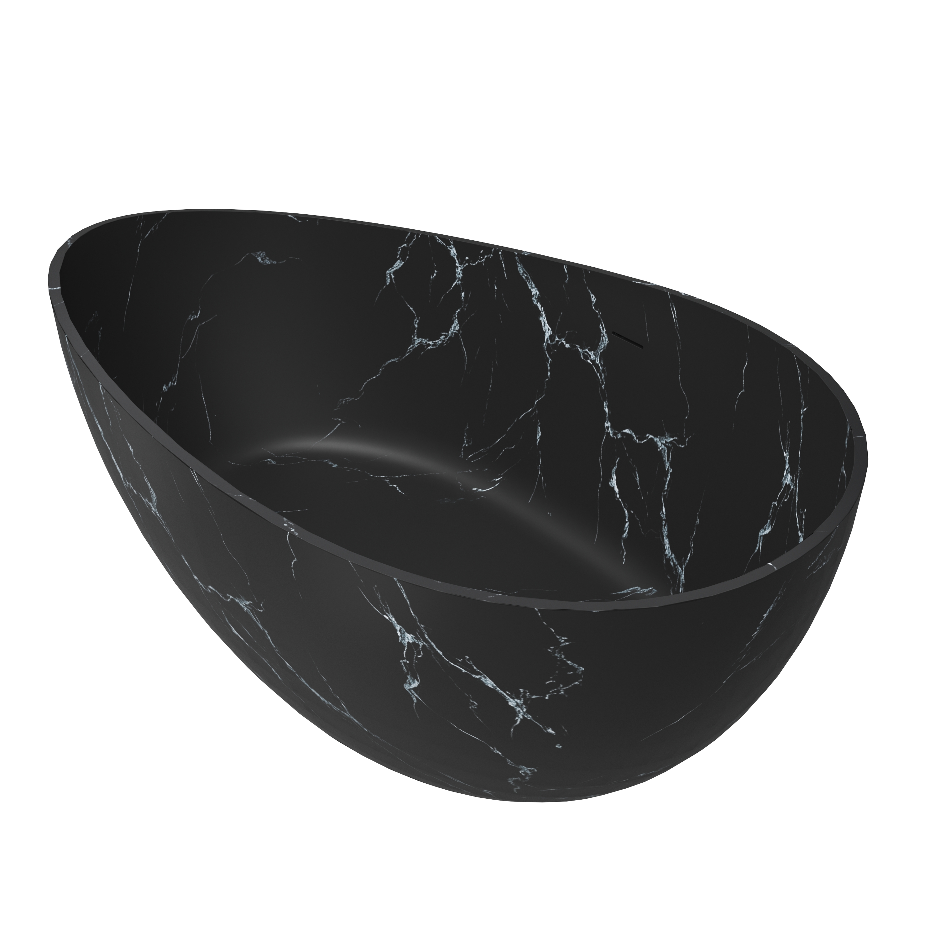 63" Artistic Marble Sculptural Solid Surface Freestanding Soaking Bathtub