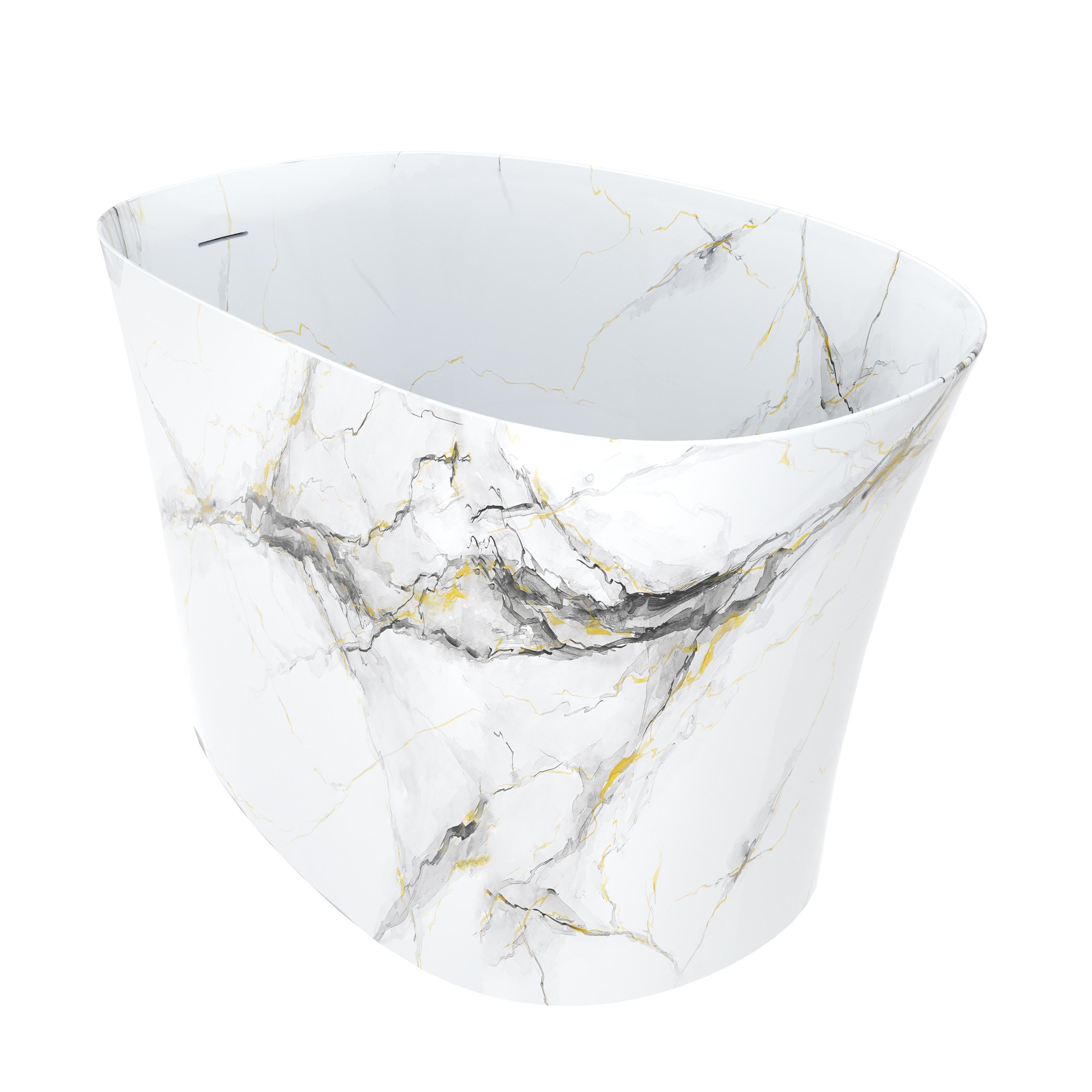 51" Freestanding Solid Surface Soaking Tub with Built-In Seat in Wood Grain & Marble Finish