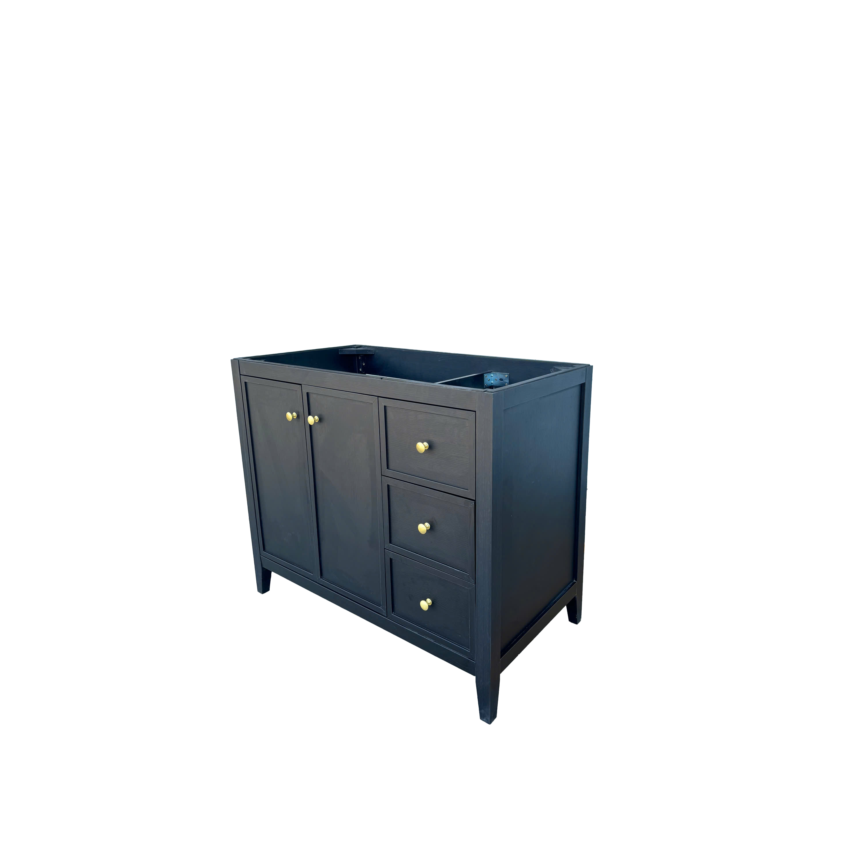 42" Matte Black Bathroom Vanity with Single Sink & Marble Top