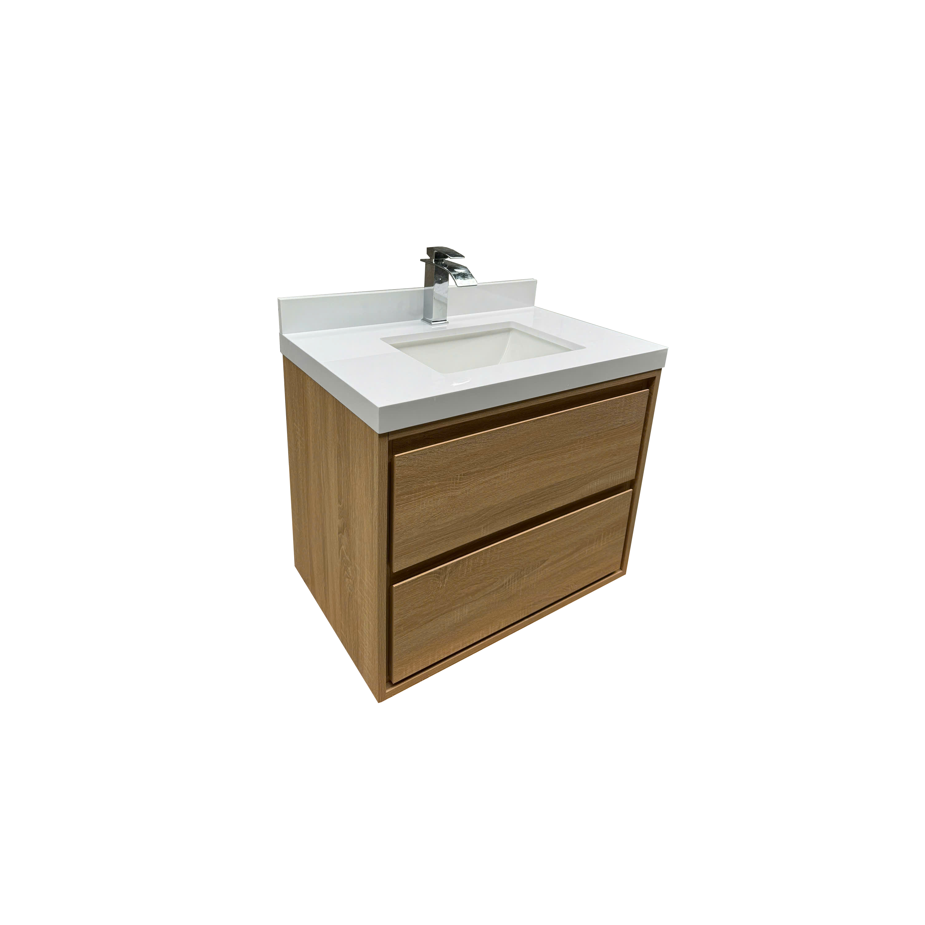 30" Wall-mount Single Sink Bathroom Vanity with Marble Top