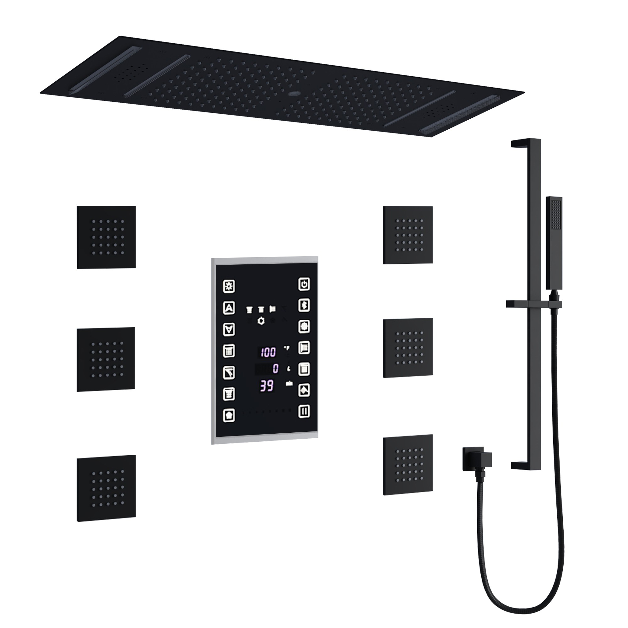 35" x 12" 6-Function Thermostatic Shower System with Digital Touch Screen & LED Lights