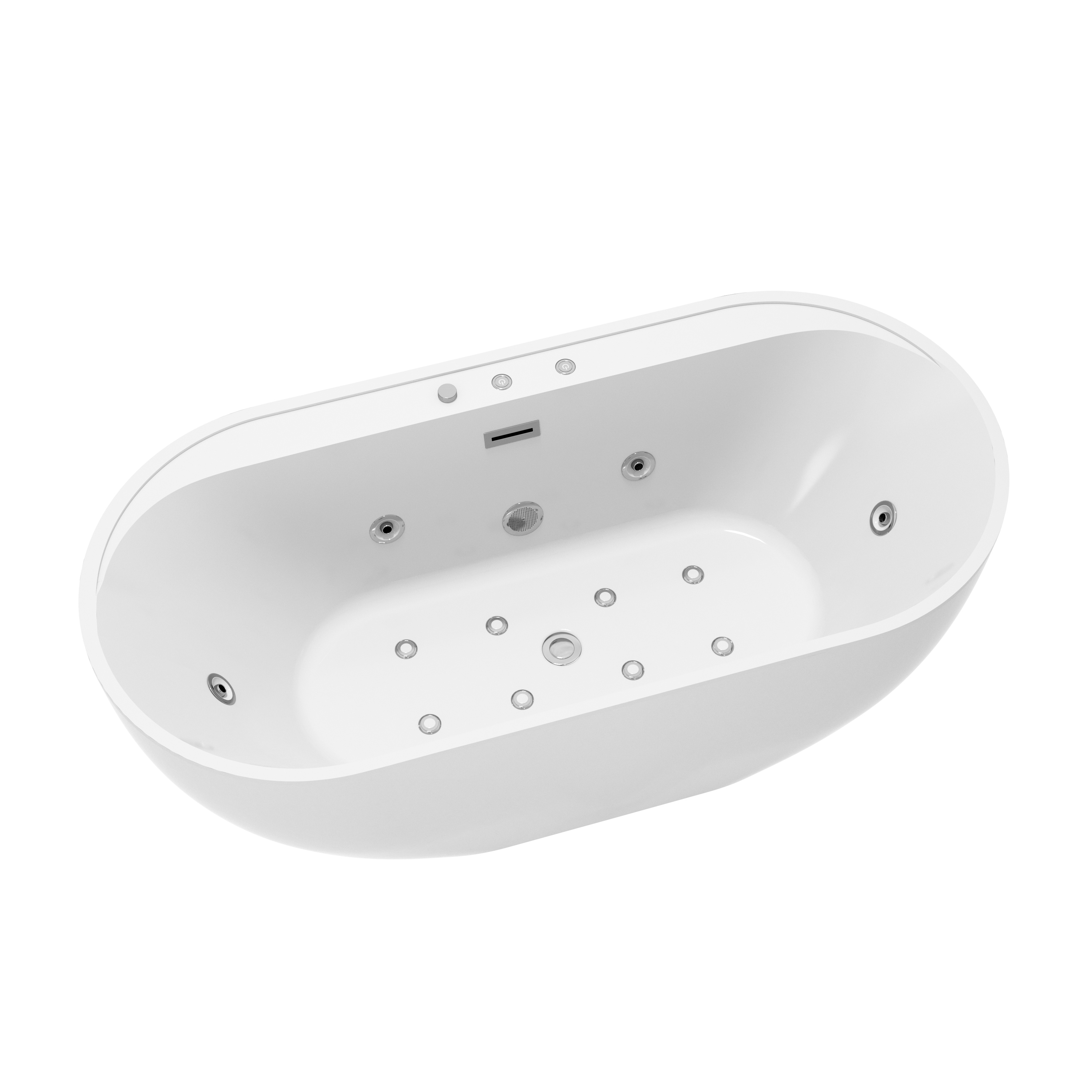 67" Whirlpool and Air Massage Bathtub with Adjustable Air Blower, 6 Hydro Jets & 8 Bubble Jets