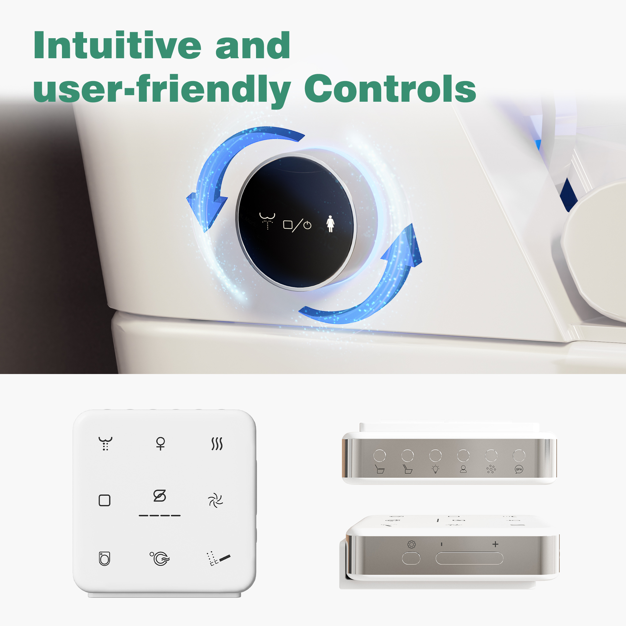 Elongated White Square-Shaped Tankless Smart Bidet Toilet