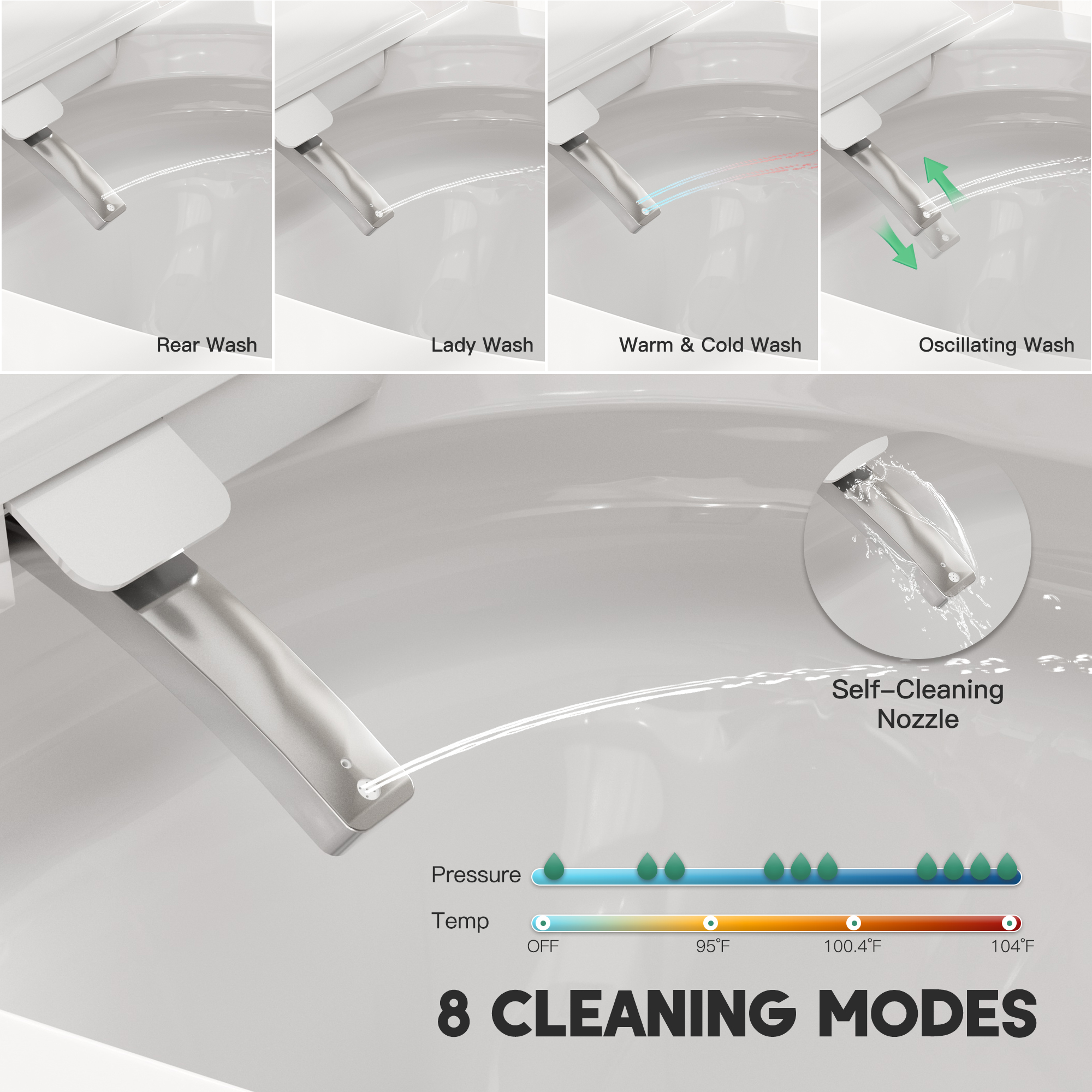 Elongated White Square-Shaped Tankless Smart Bidet Toilet