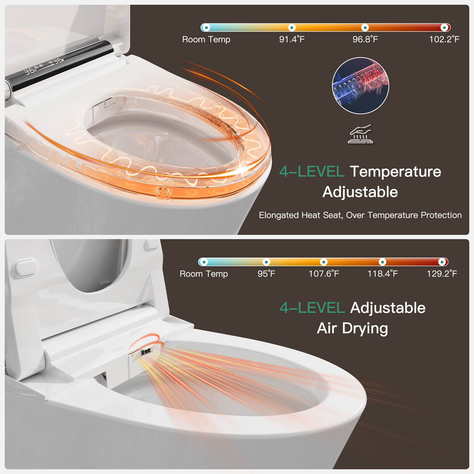 Tankless Floor Mounted Elongated White Ceramic Smart Bidet Toilet