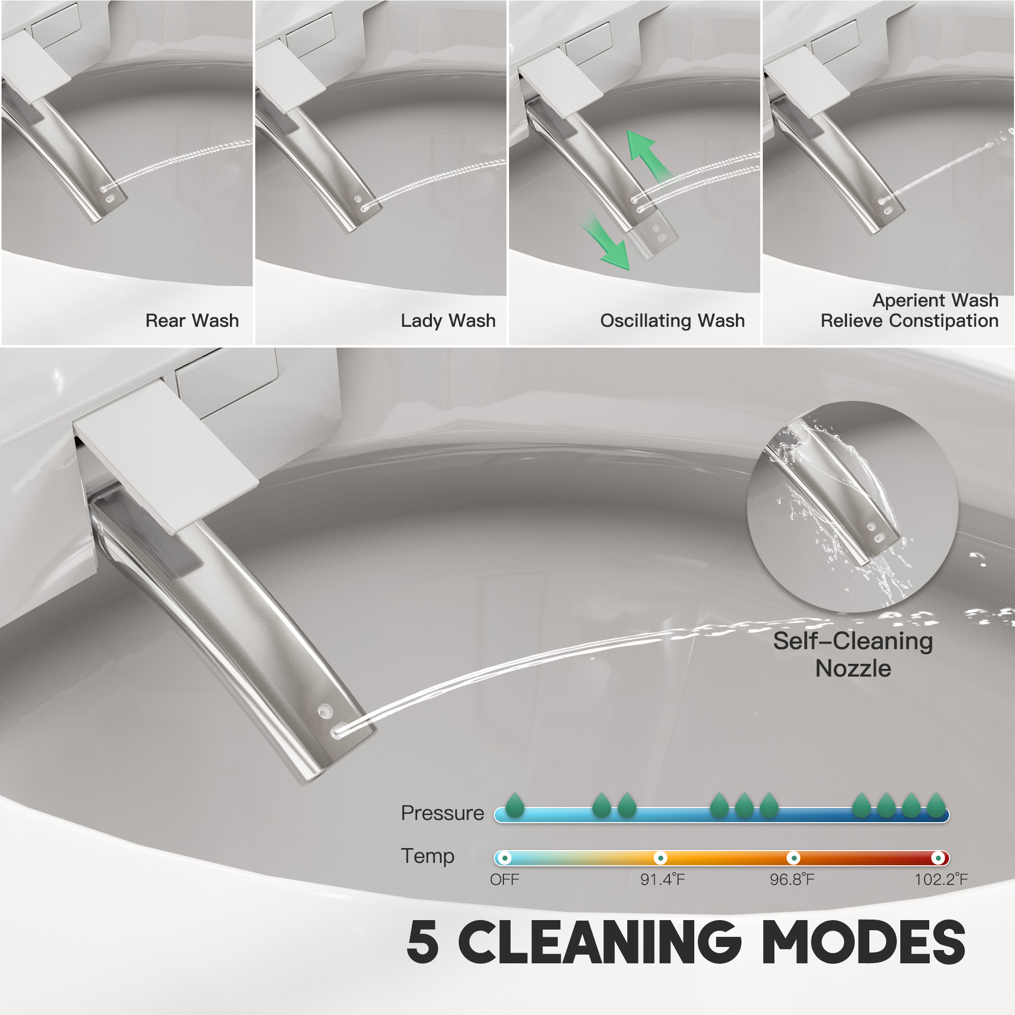 Tankless Floor Mounted Elongated White Ceramic Smart Bidet Toilet