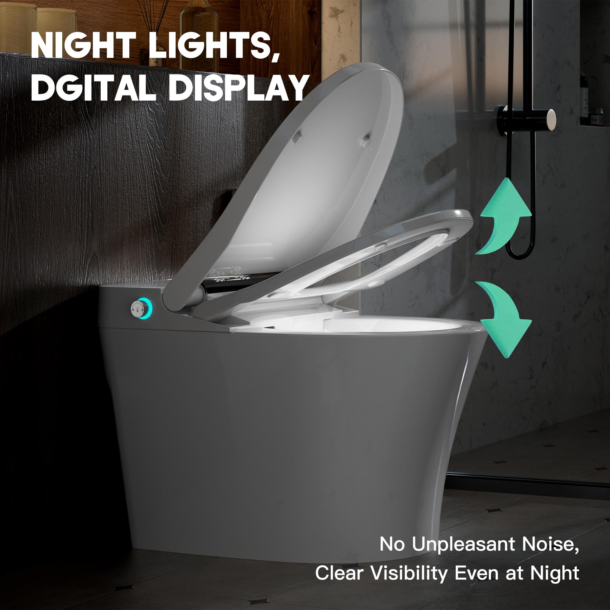 Tankless Floor Mounted Elongated White Ceramic Smart Bidet Toilet