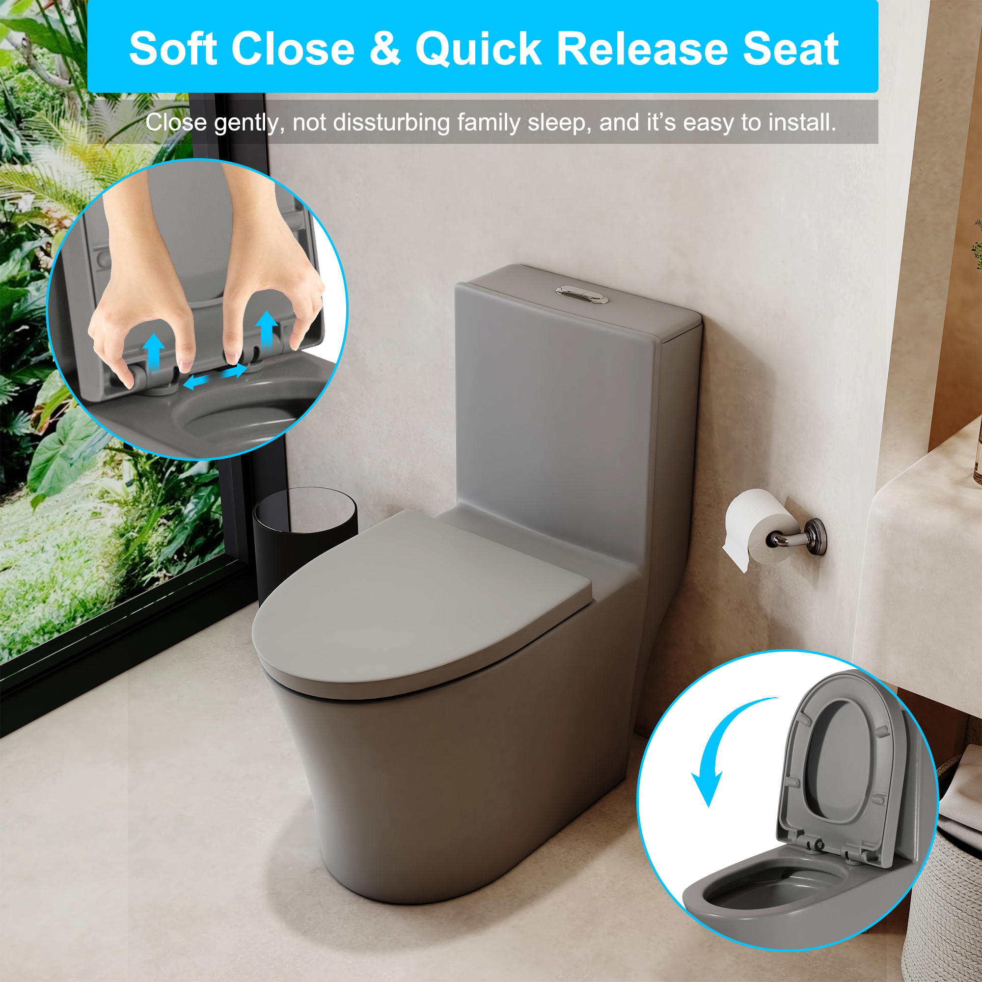 Elongated One Piece Toilet Dual Flush 1.1/1.6 GPF Water-Saving Design