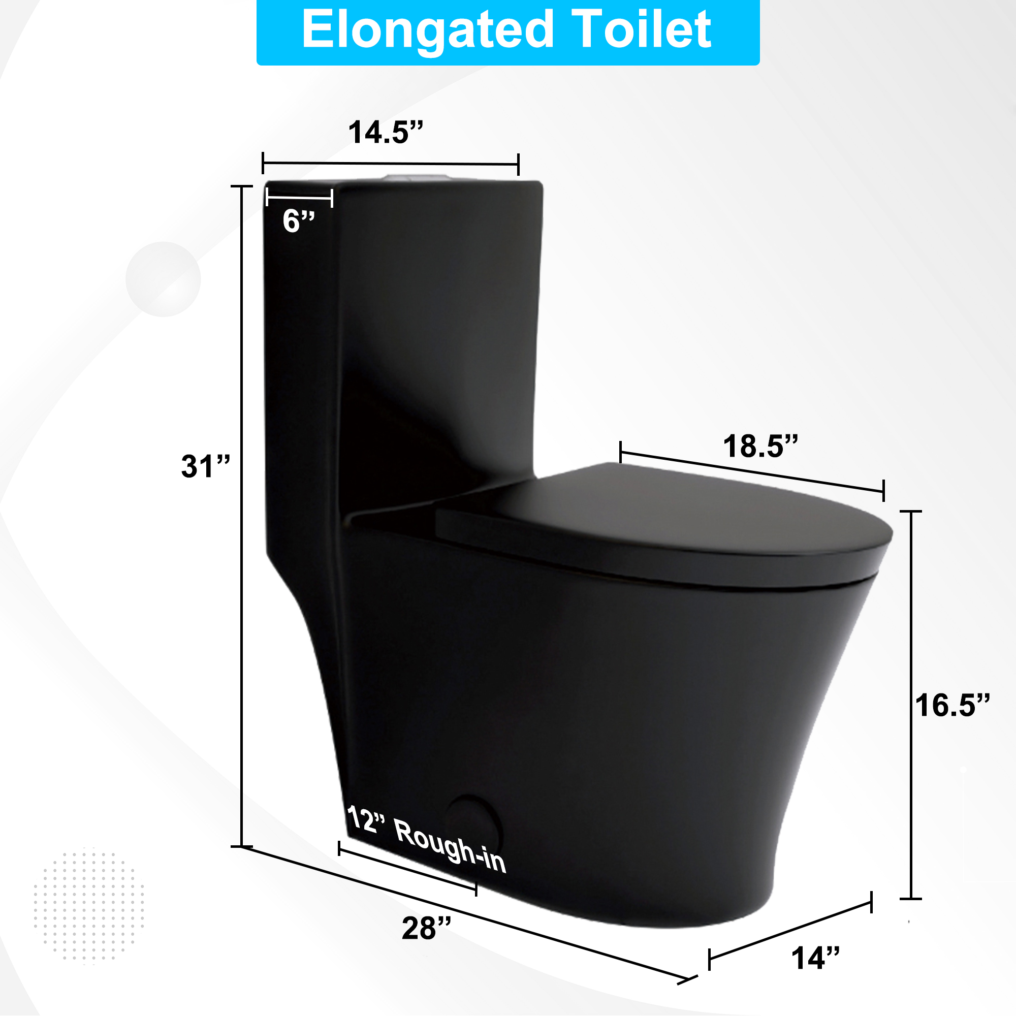 Elongated One Piece Toilet Dual Flush 1.1/1.6 GPF Water-Saving Design