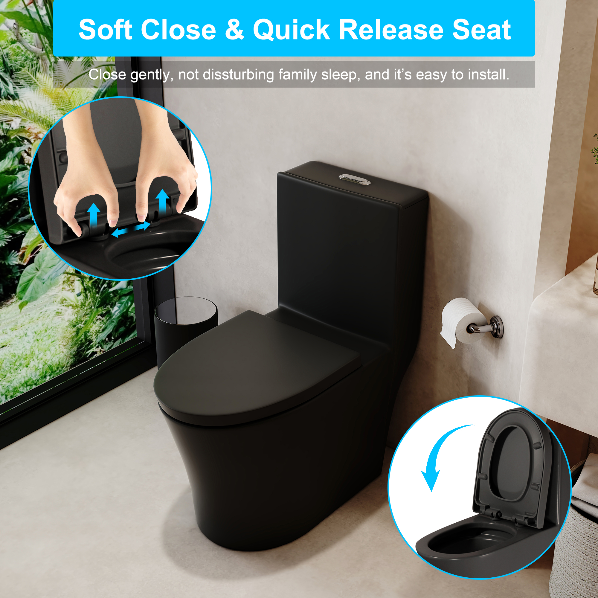 Elongated One Piece Toilet Dual Flush 1.1/1.6 GPF Water-Saving Design