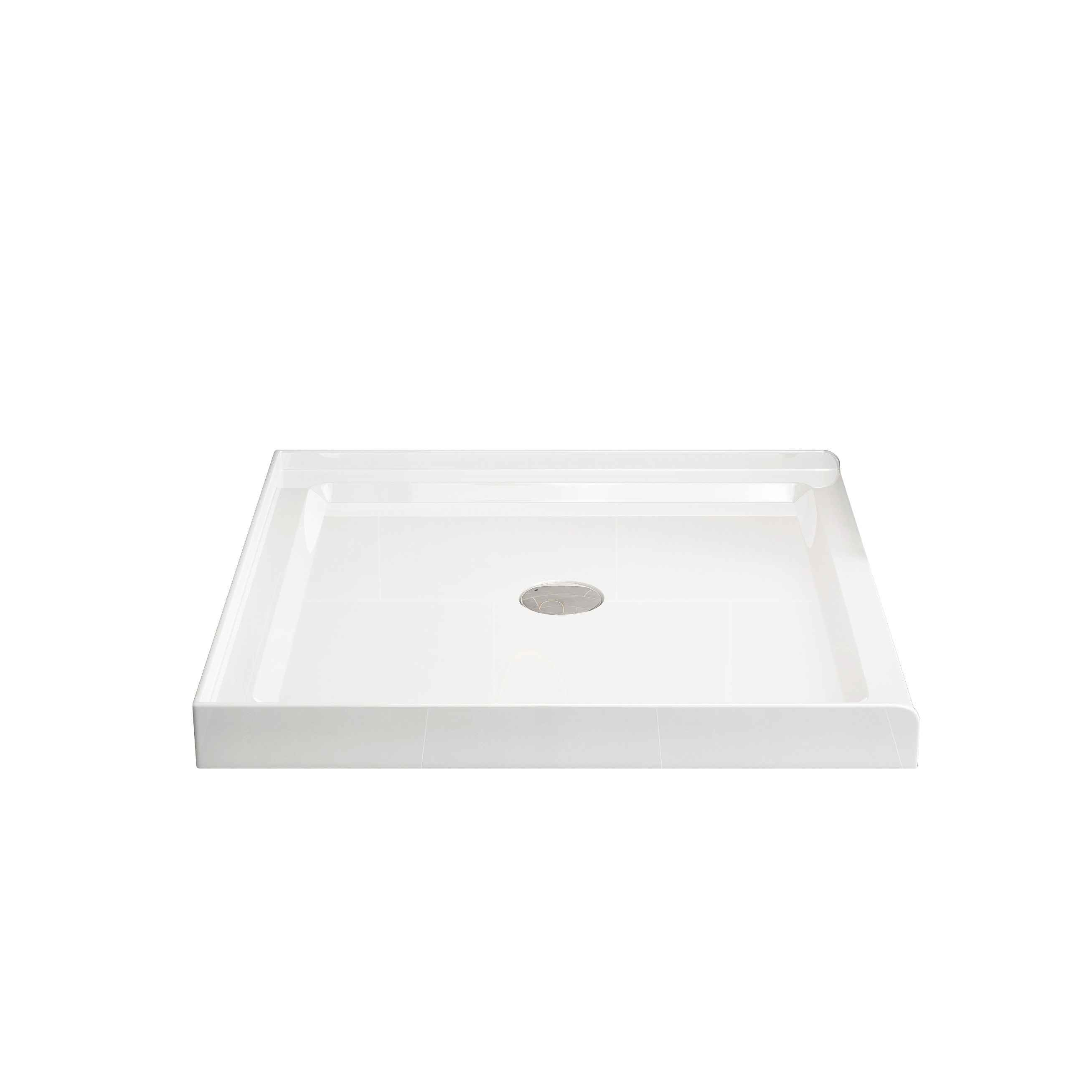 36" x 36" White Acrylic Shower Base with Center Drain, Non-Slip Single Threshold Design