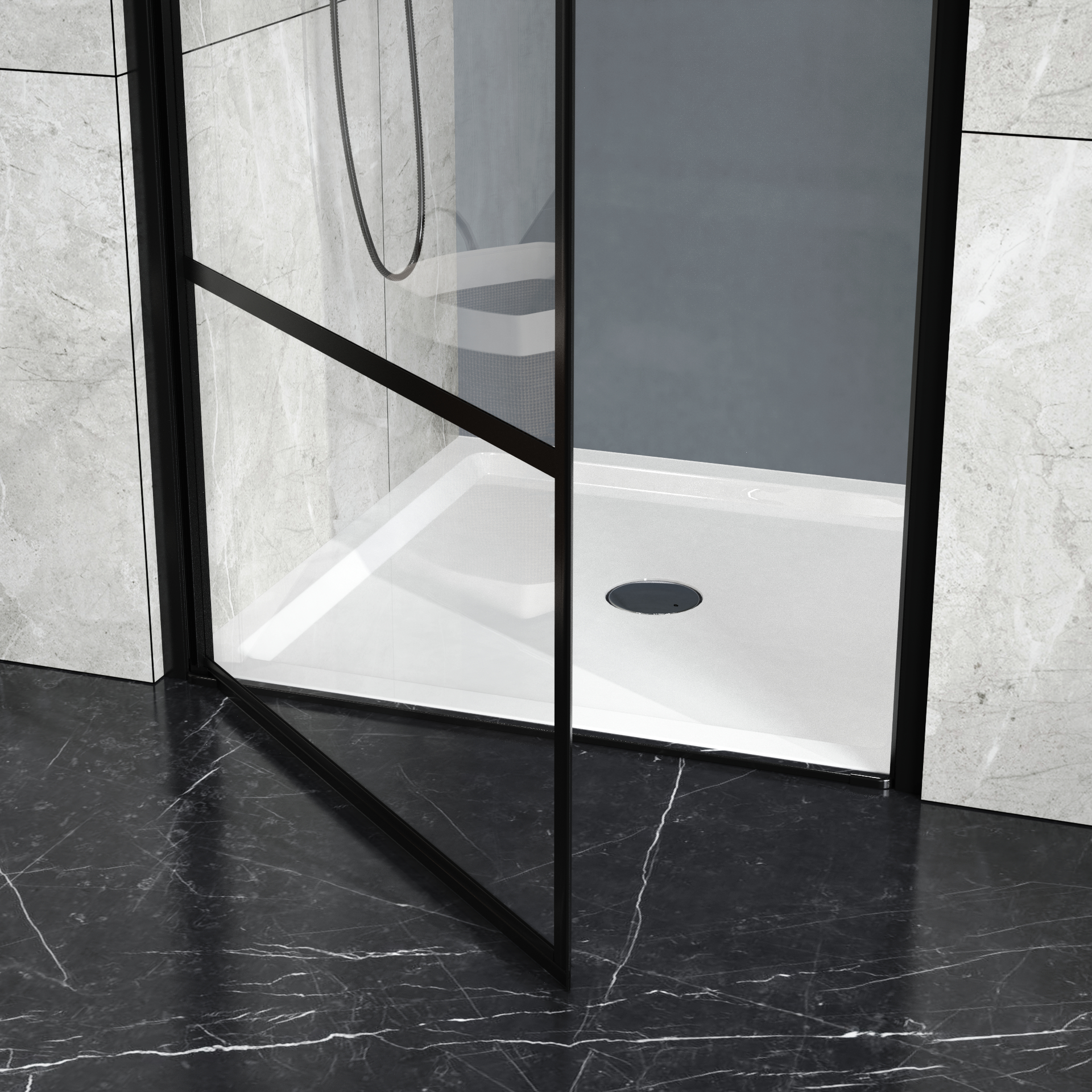 36" x 36" White Acrylic Shower Base with Center Drain, Non-Slip Single Threshold Design