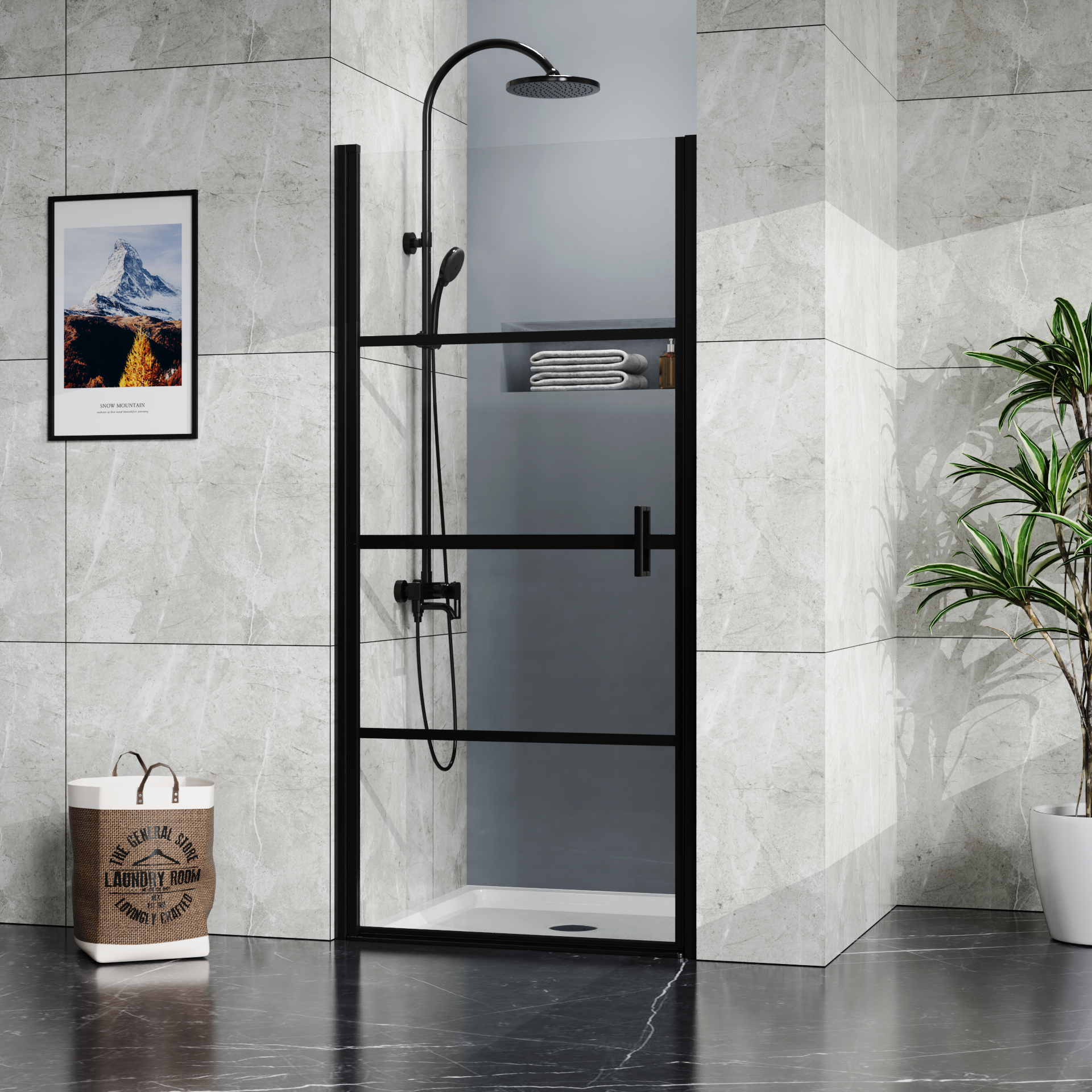 36" x 36" White Acrylic Shower Base with Center Drain, Non-Slip Single Threshold Design