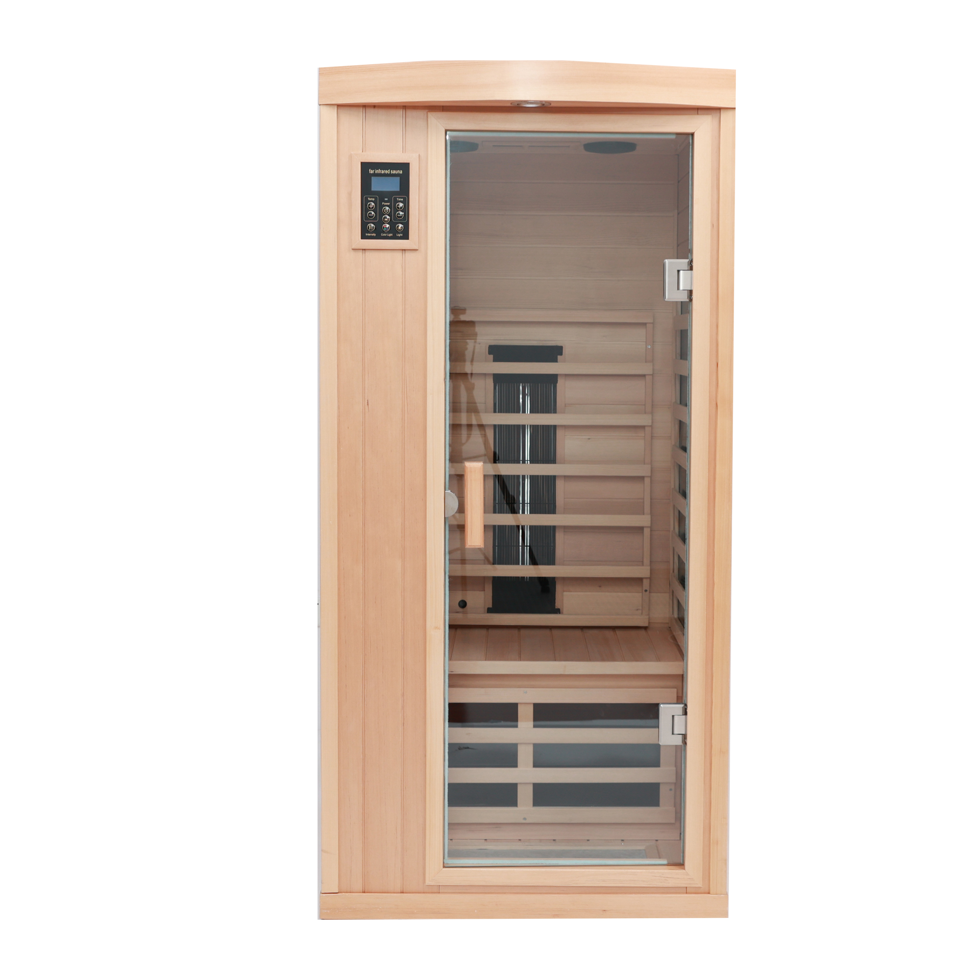 1-Person Low-EMF Hemlock Infrared Sauna with Bluetooth & Lights