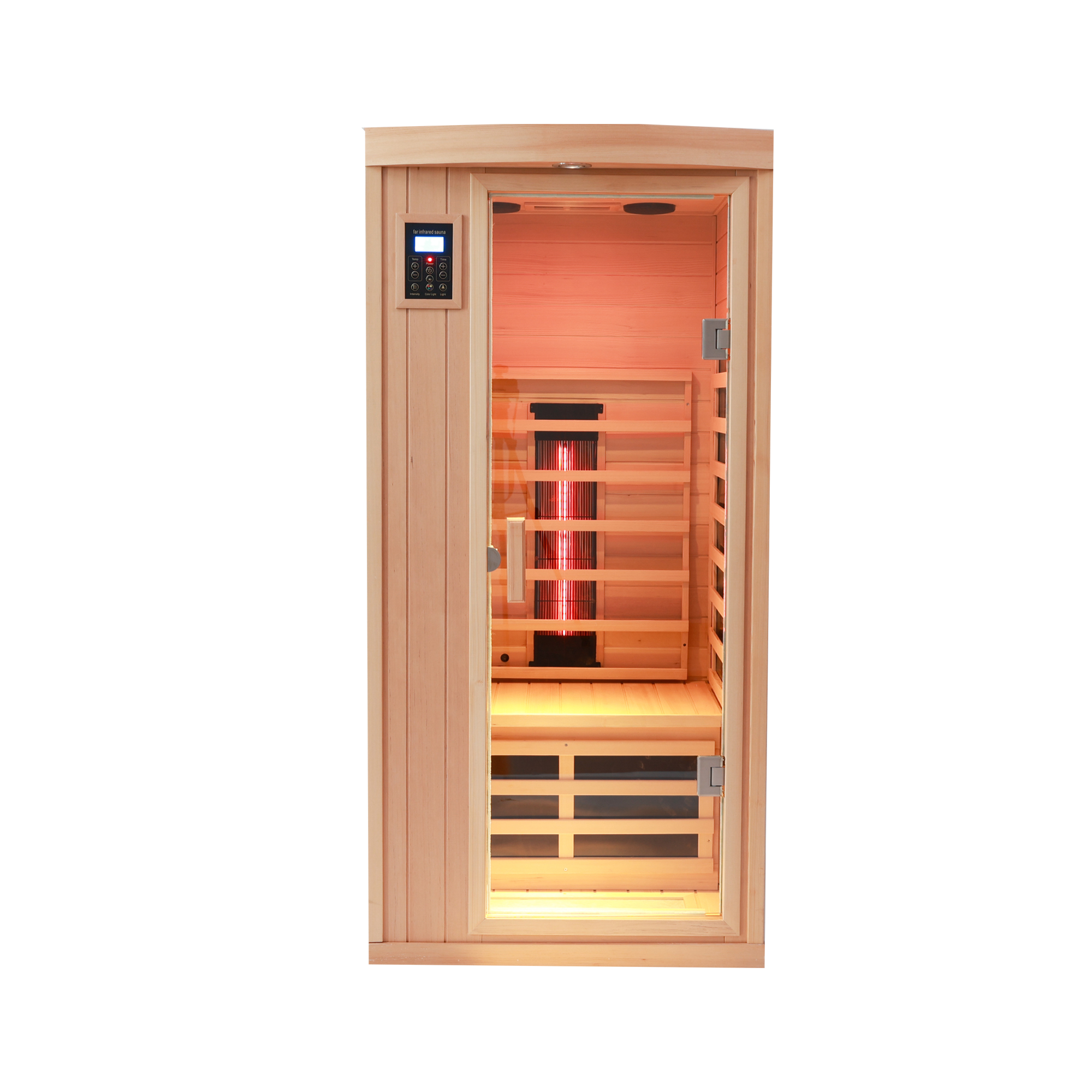 1-Person Low-EMF Hemlock Infrared Sauna with Bluetooth & Lights