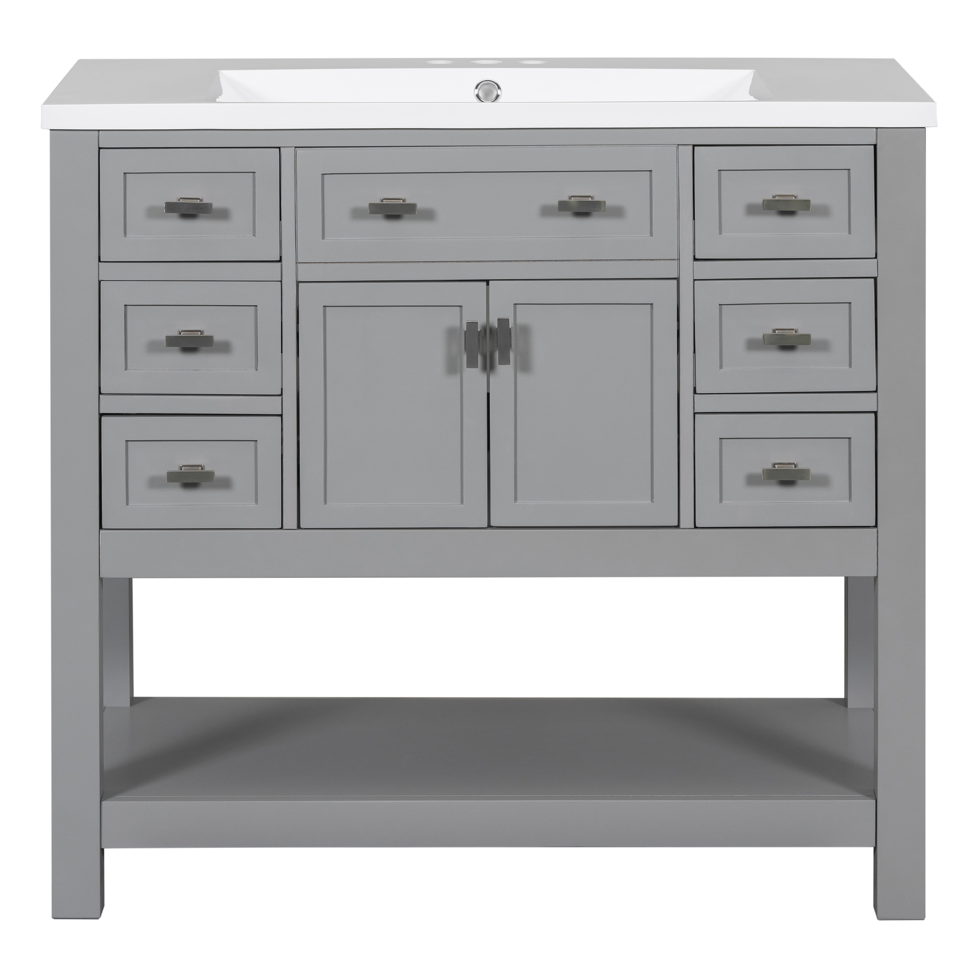 36'' Freestanding Single Sink Bathroom Vanity with 2 Soft Closing Doors and 6 Drawers