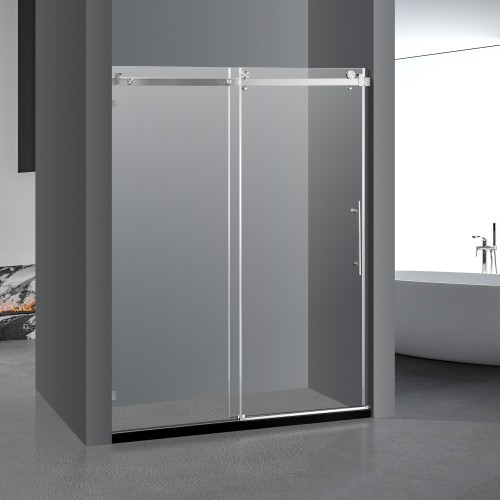 60"x76" Frameless Sliding Glass Shower Doors with 3/8" Clear Tempered Glass