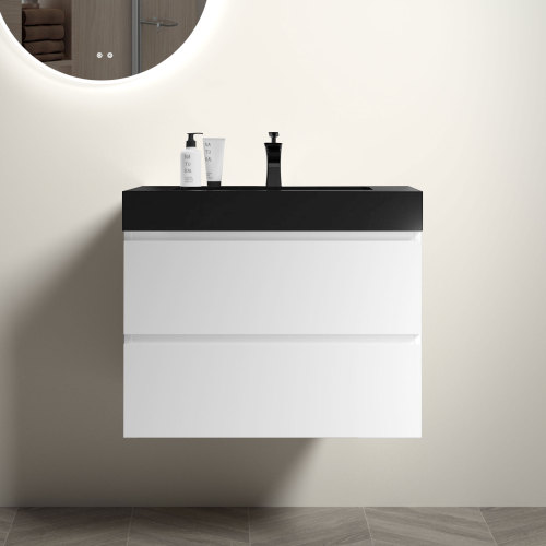 24"/30"/36" White Floating Bathroom Vanity with Sink and Large Storage