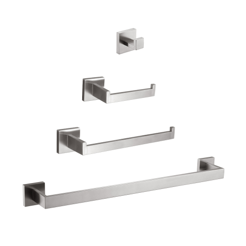 Casainc 4-Piece Bath Accessory Set with Wall Mounted Bar Set in Brushed Nickel