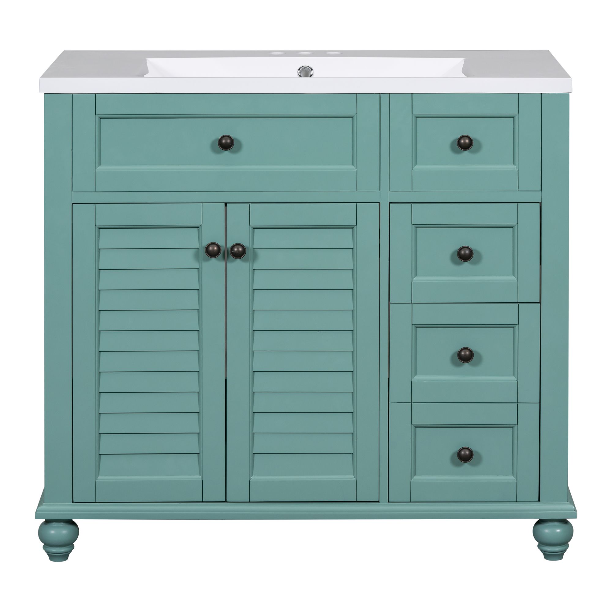 36" Solid Wood Frame Bathroom Vanity with Undermount Sink and 2 Drawers & Soft Closing Doors