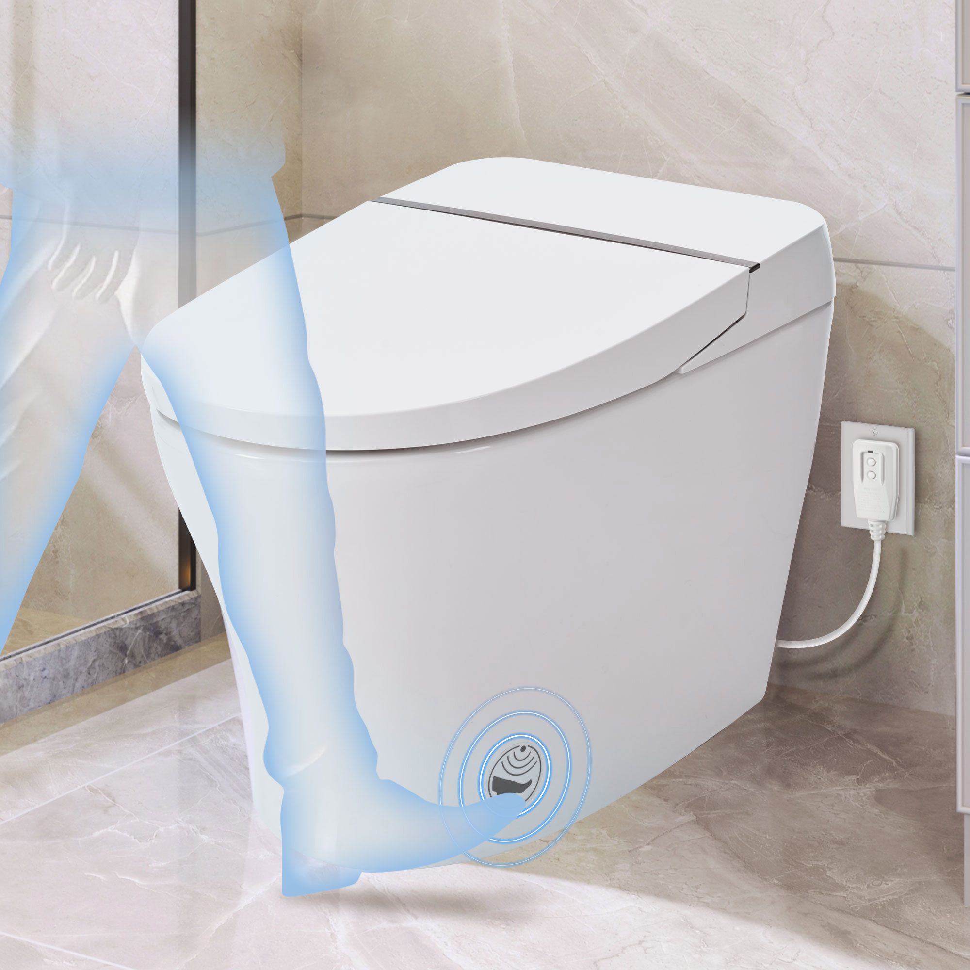 Compact Dual Flush Smart Toilet Bidet Combo with Self-Cleaning Nozzle