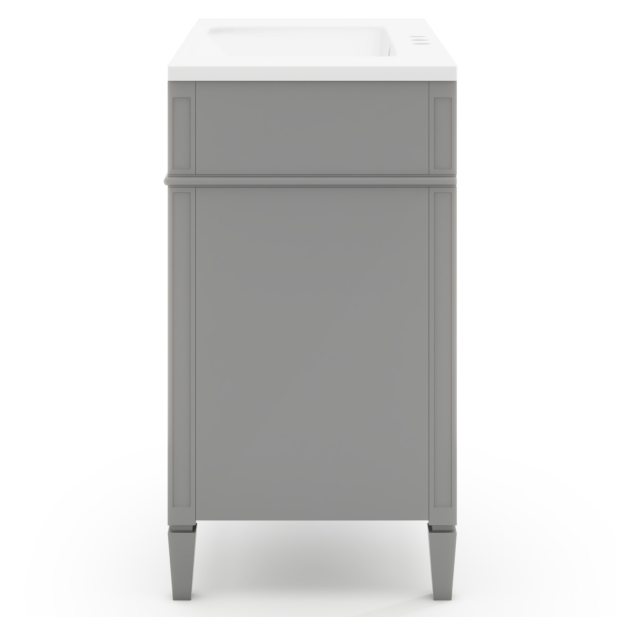 36" Freestanding Bathroom Vanity in Grey with 2 Drawers and a Tip-out Drawer