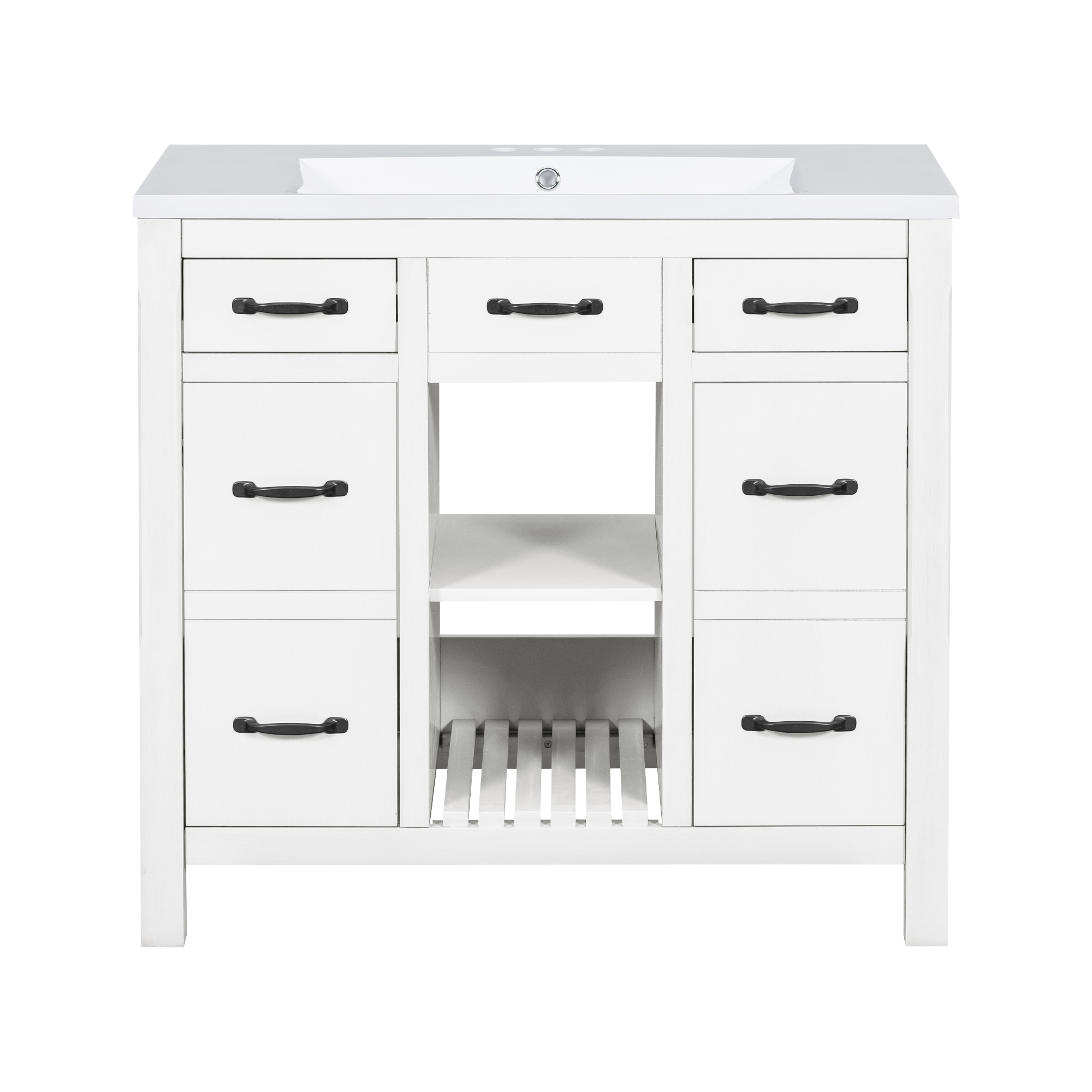 36" Freestanding Bathroom Vanity with Undermount Sink and 2 Drawers & 2 Cabinets