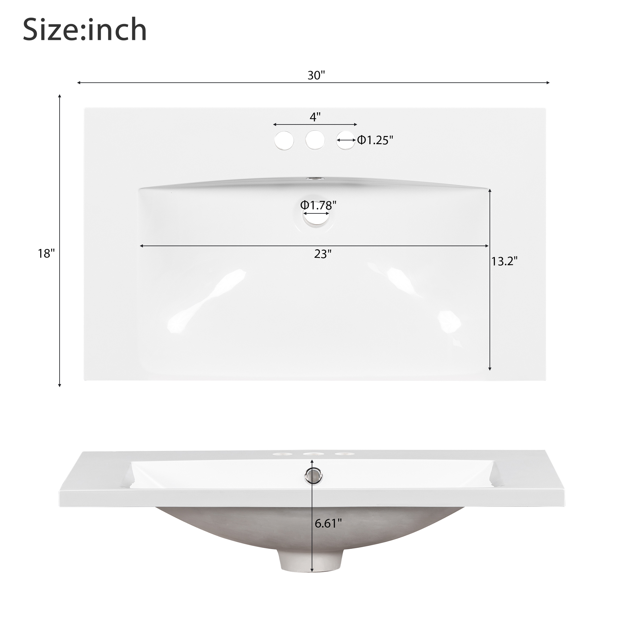 30"/36" Freestanding Bathroom Vanity with Ceramic Sink Combo, 3 Drawers & Soft Closing Doors