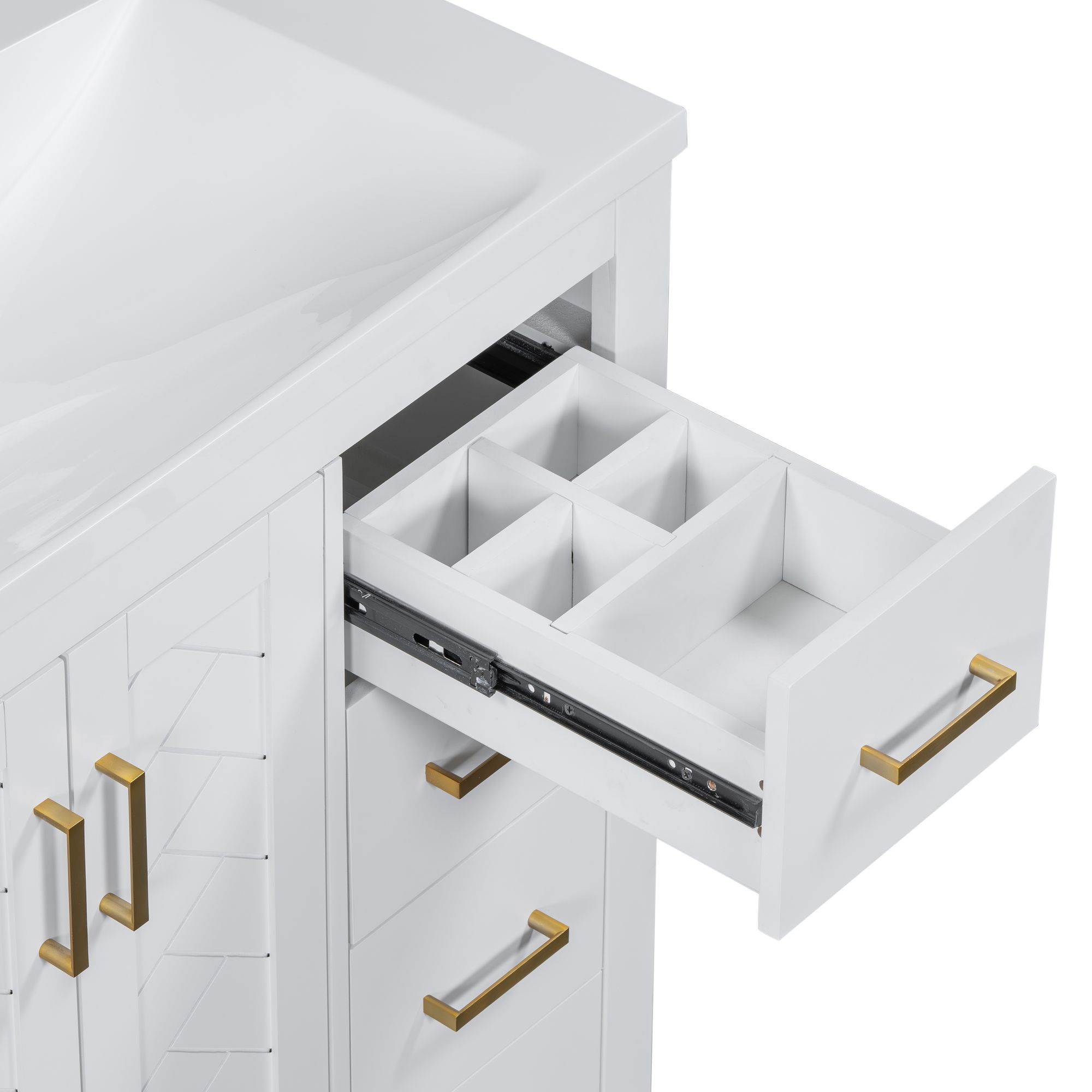 30"/36" Freestanding Bathroom Vanity with Ceramic Sink Combo, 3 Drawers & Soft Closing Doors