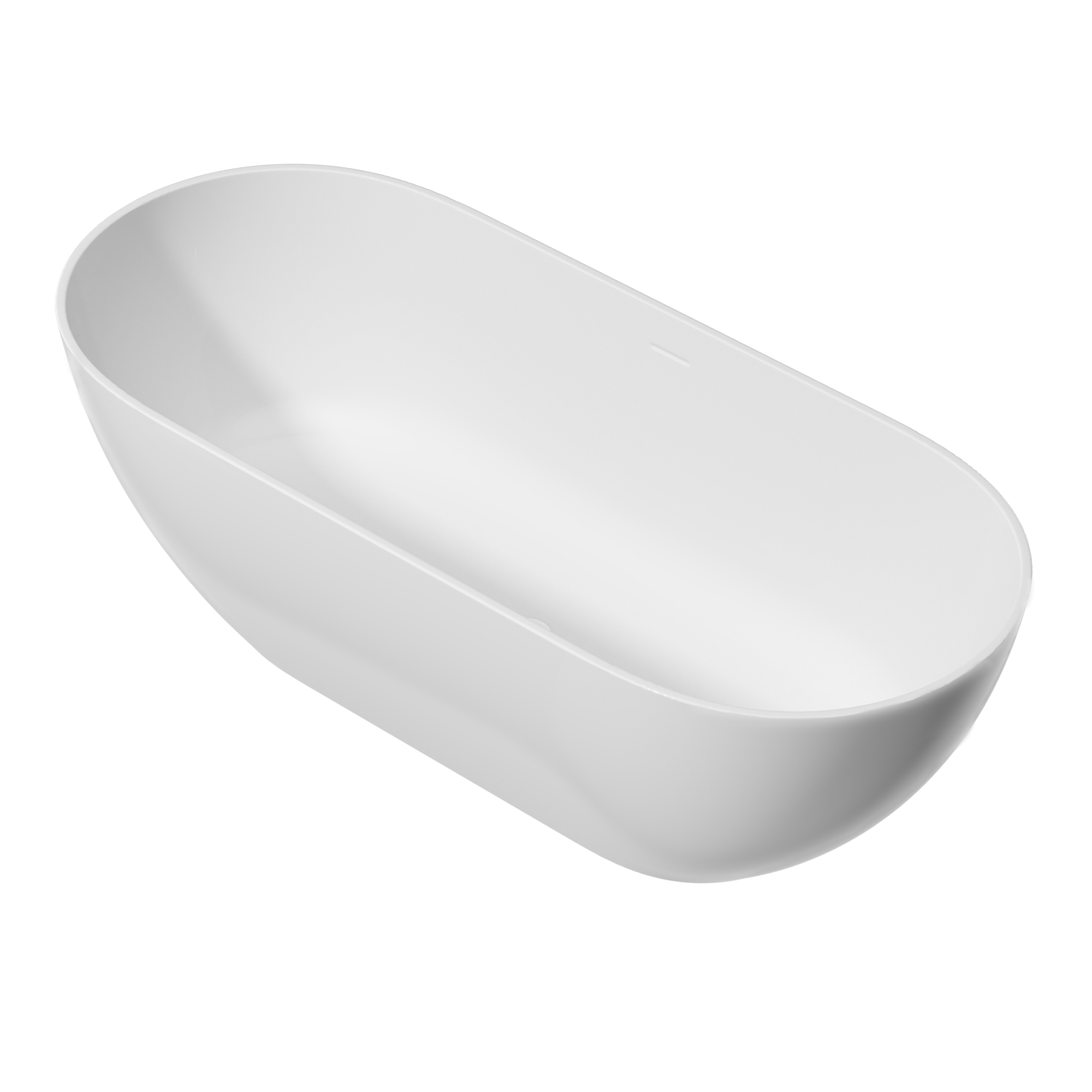 63" Engineered Stone Resin Freestanding Soaking Bathtub with Overflow and Pop-up Drain