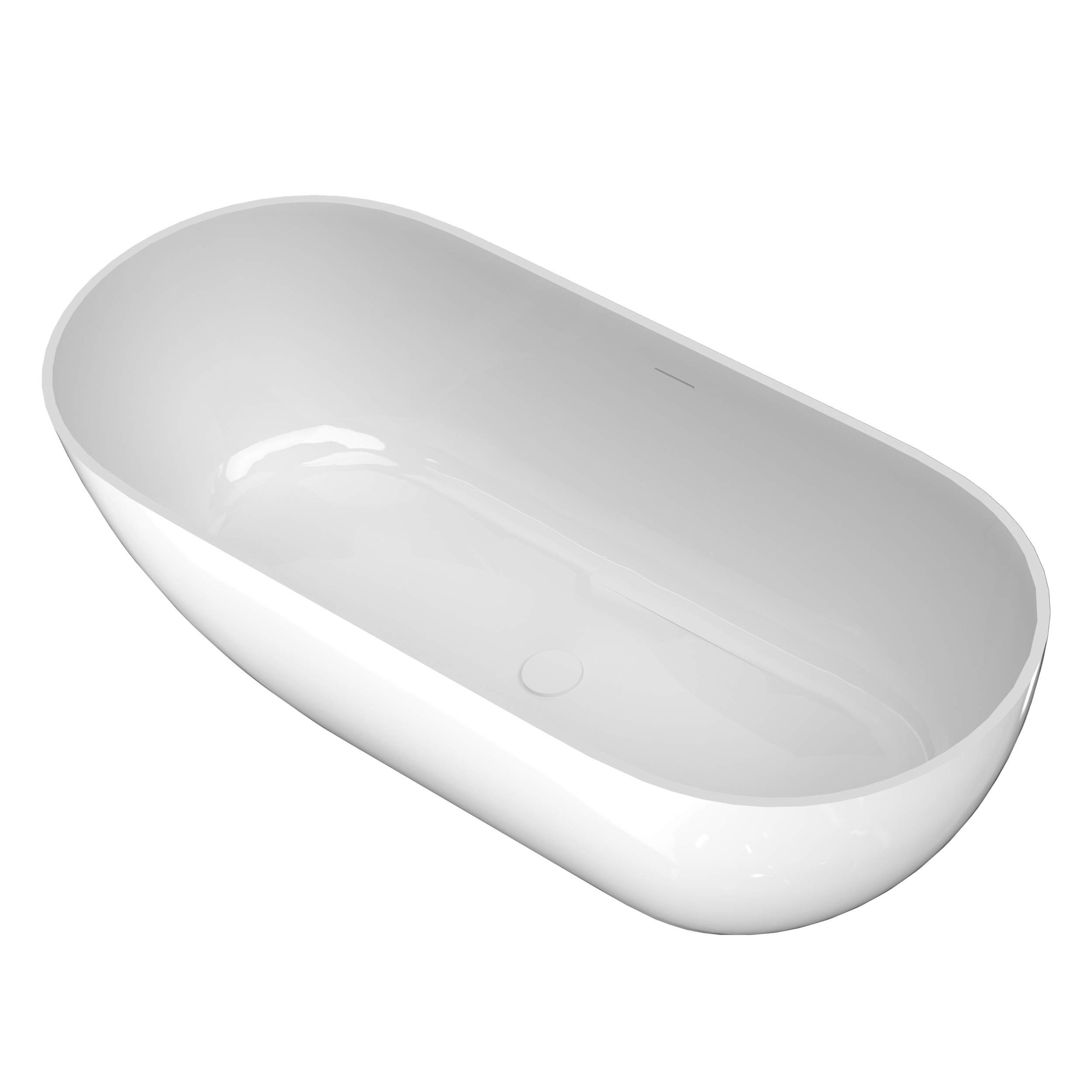 59" Freestanding Stone Resin Soaking Tub with Overflow & Pop-Up Drain