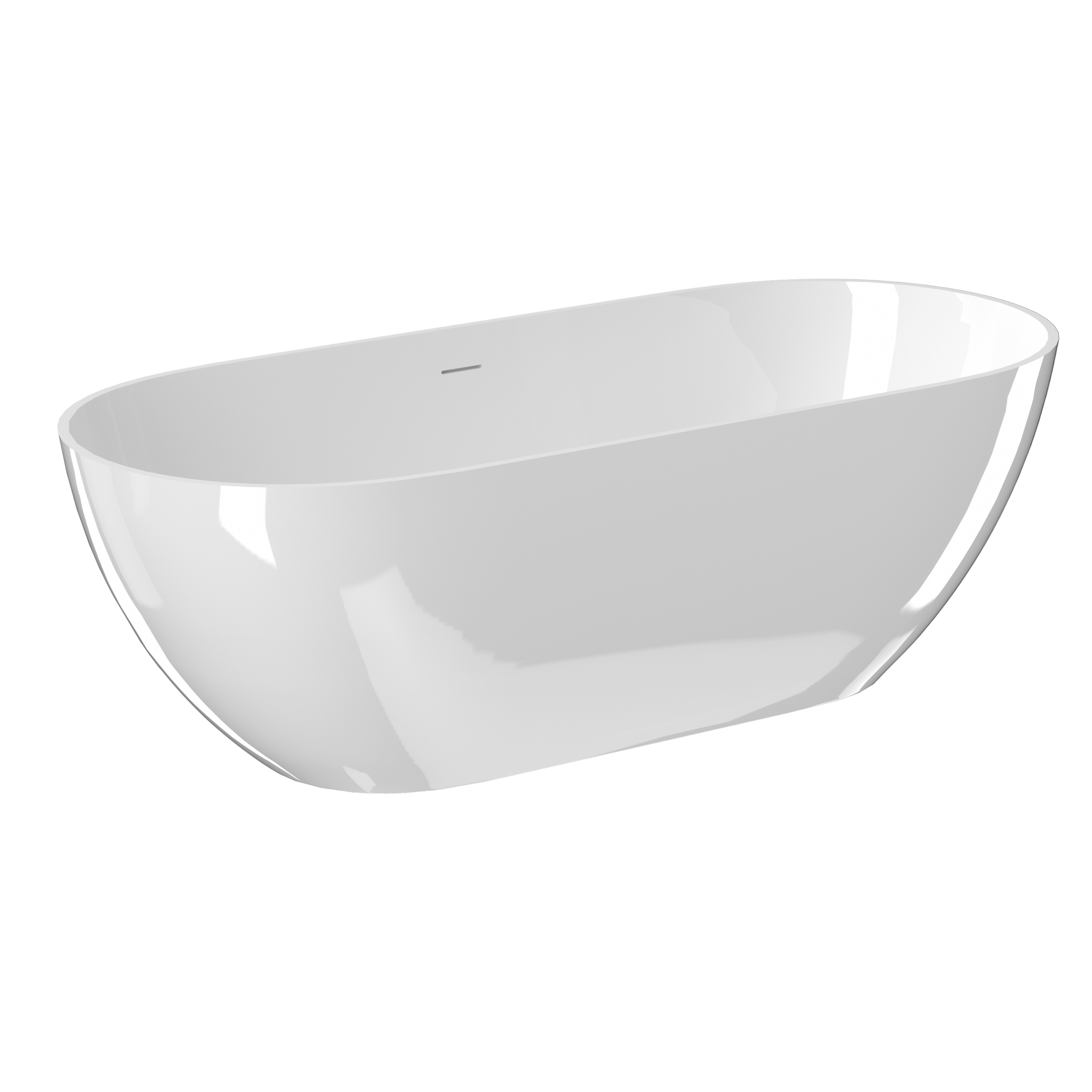 59" Freestanding Stone Resin Soaking Tub with Overflow & Pop-Up Drain