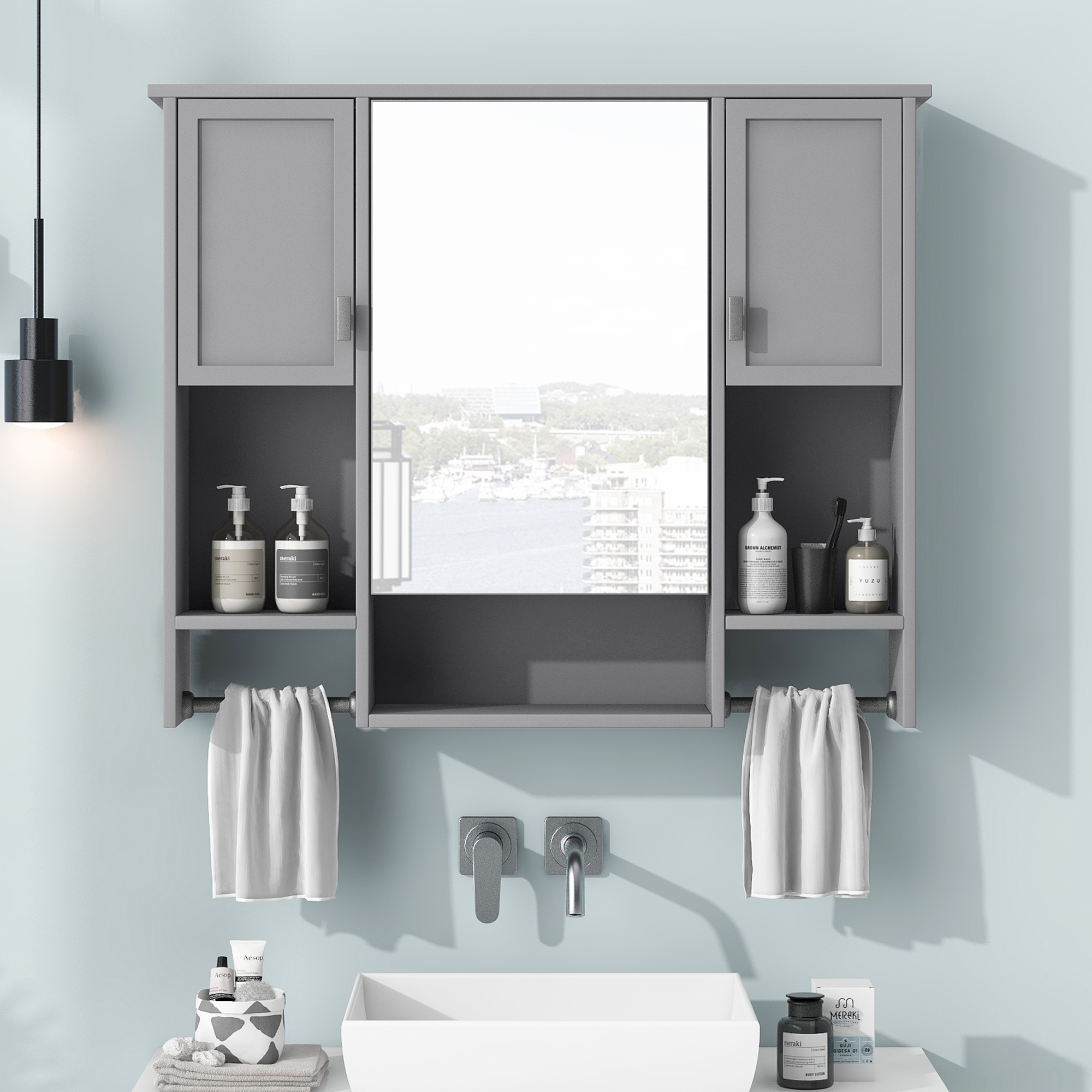 36'' Freestanding Single Sink Bathroom Vanity with 2 Soft Closing Doors and 6 Drawers