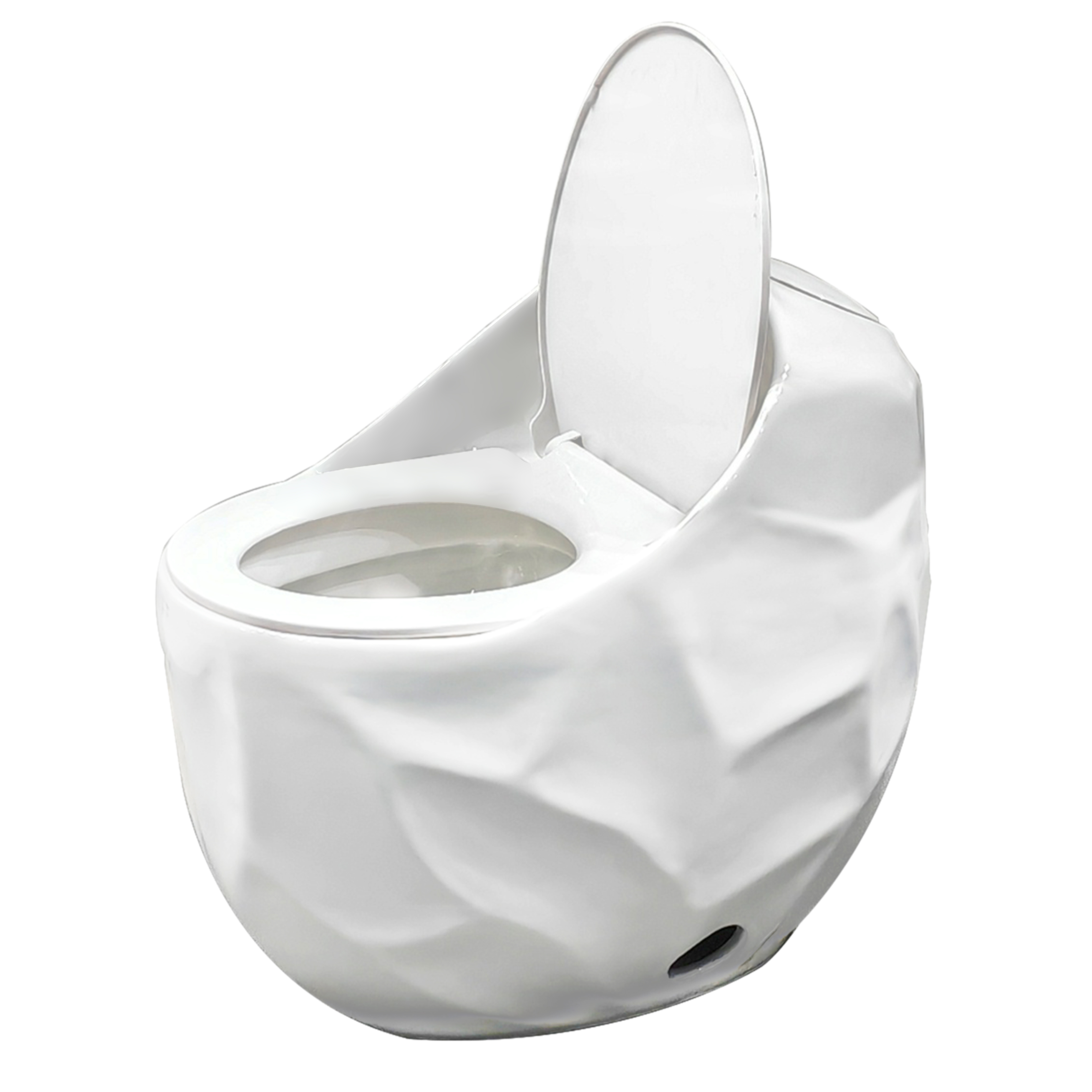 Egg Shape 1-Piece Toilet in Glossy White/Black with 1.28 GPF Single Flush