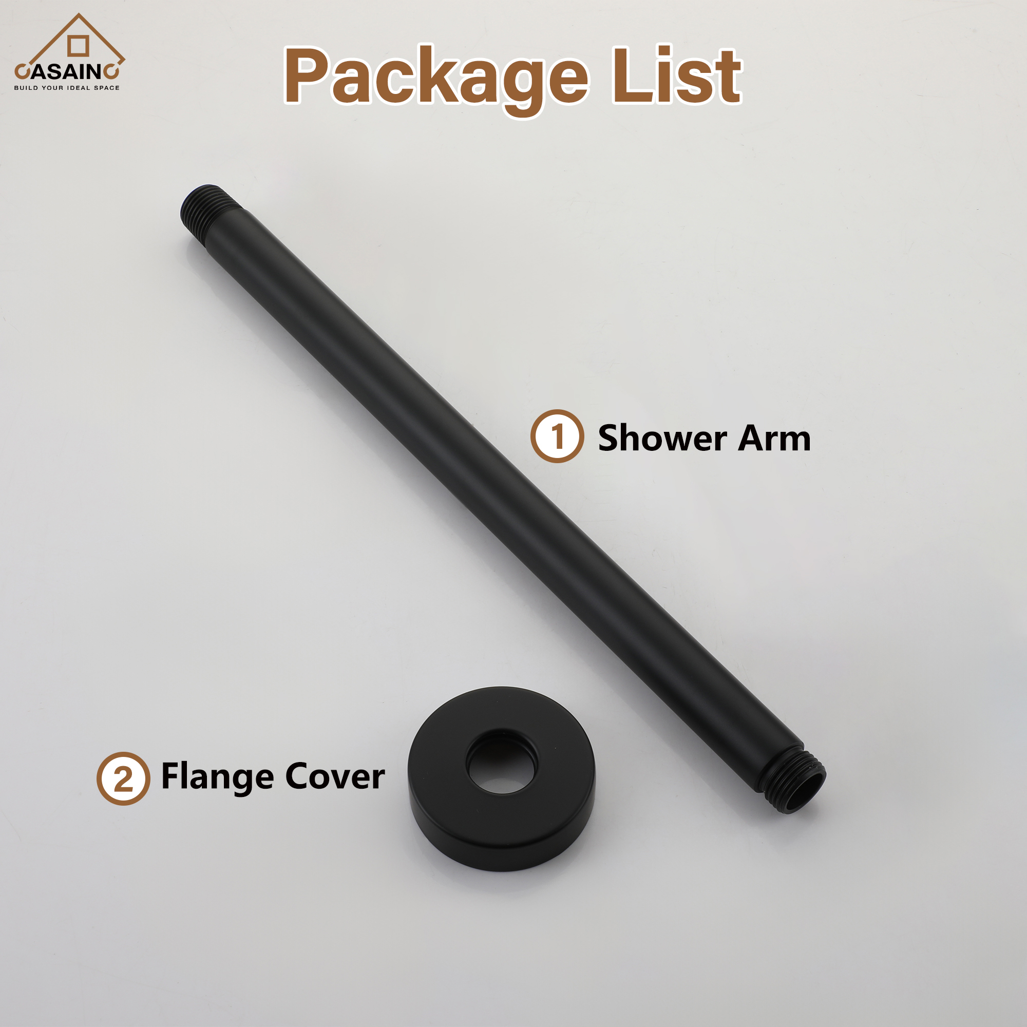 7.87"/11.81" Ceiling-Mounted Round Shower Arm with Flange Cover