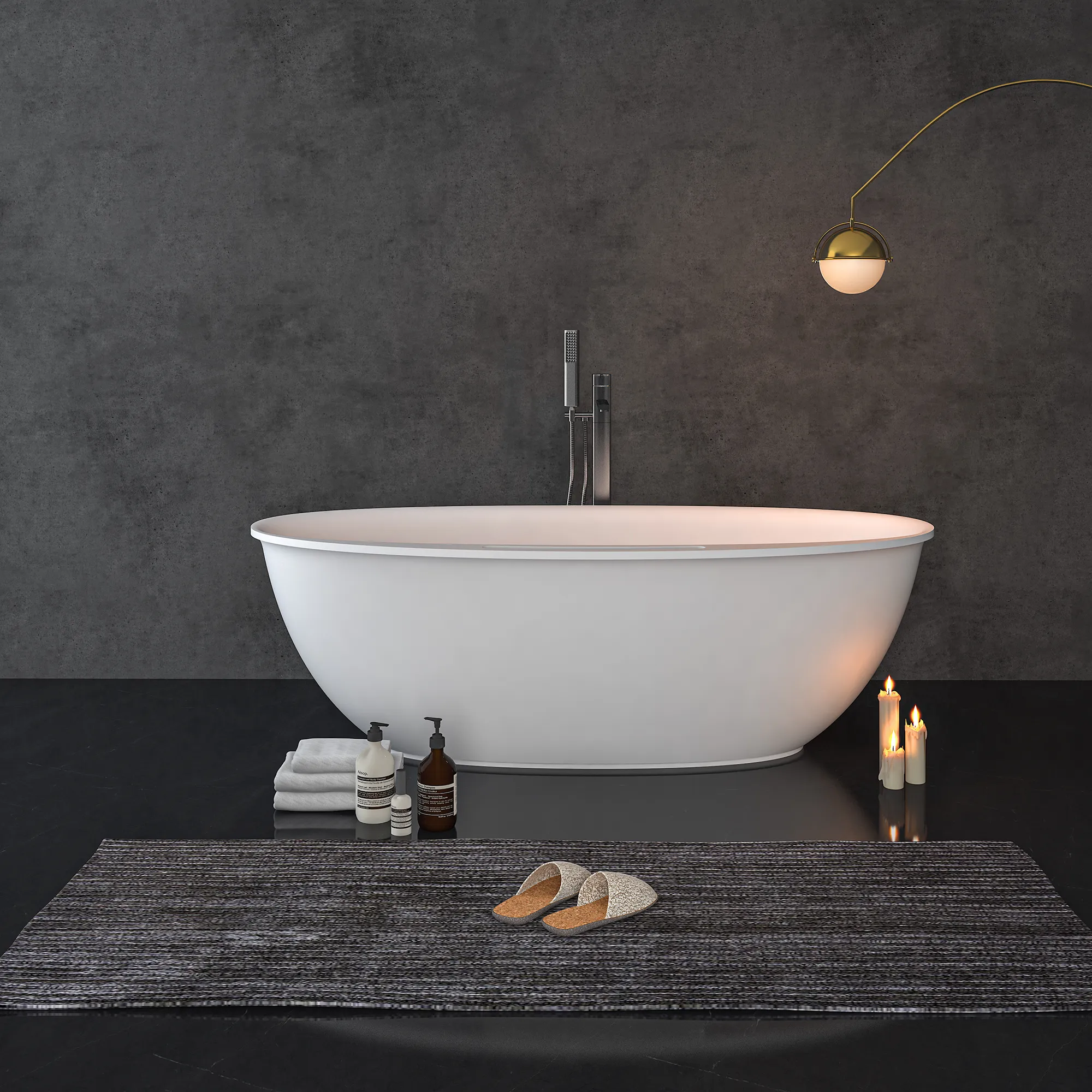 Focal Point Soaking Bathtub in Bathroom Space 