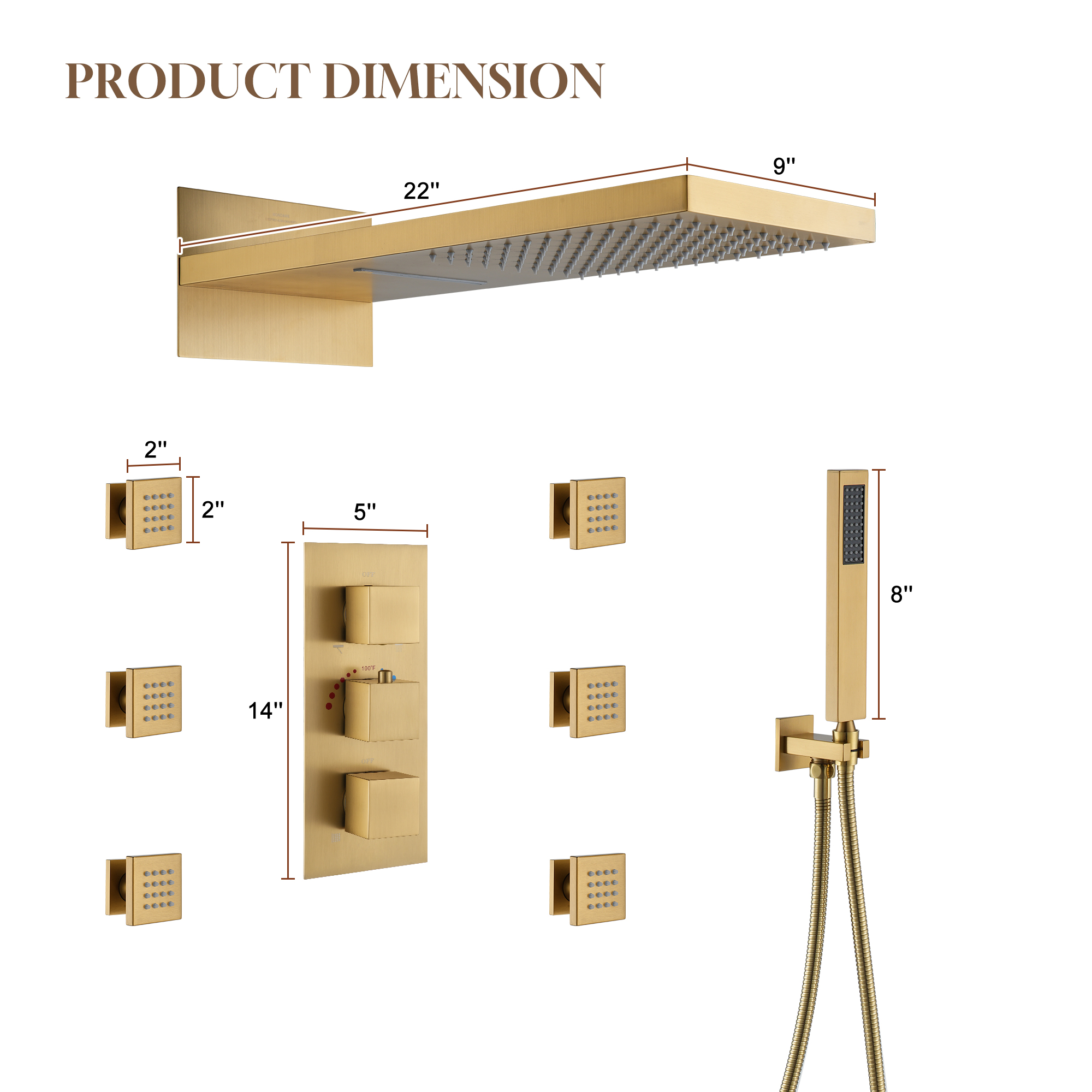 Luxury 4-Function Thermostatic Shower System with Rainfall & Body Jets