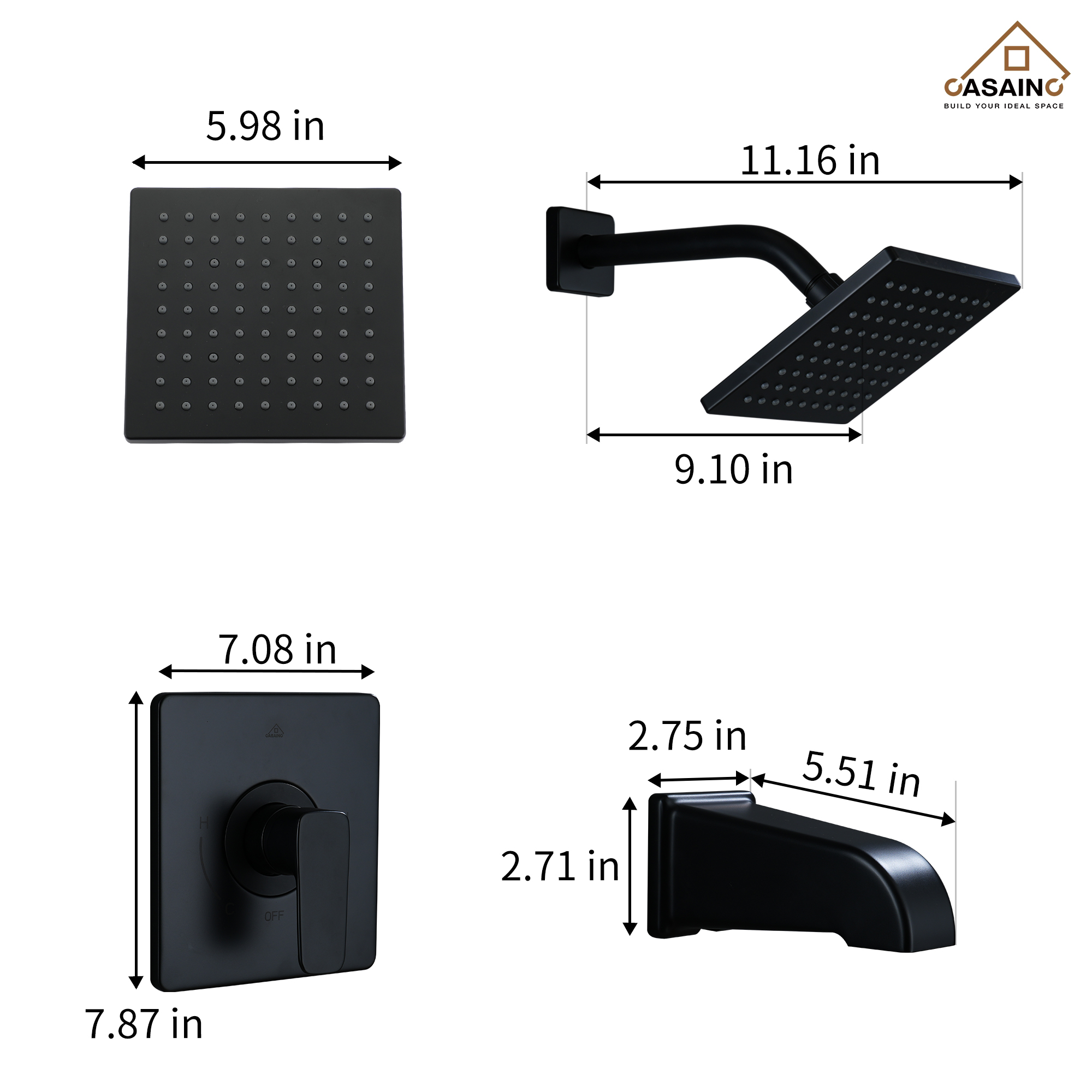 Single Handle 2-Function Tub and Shower Faucet 1.8 GPM in Spot Defense Matte Black