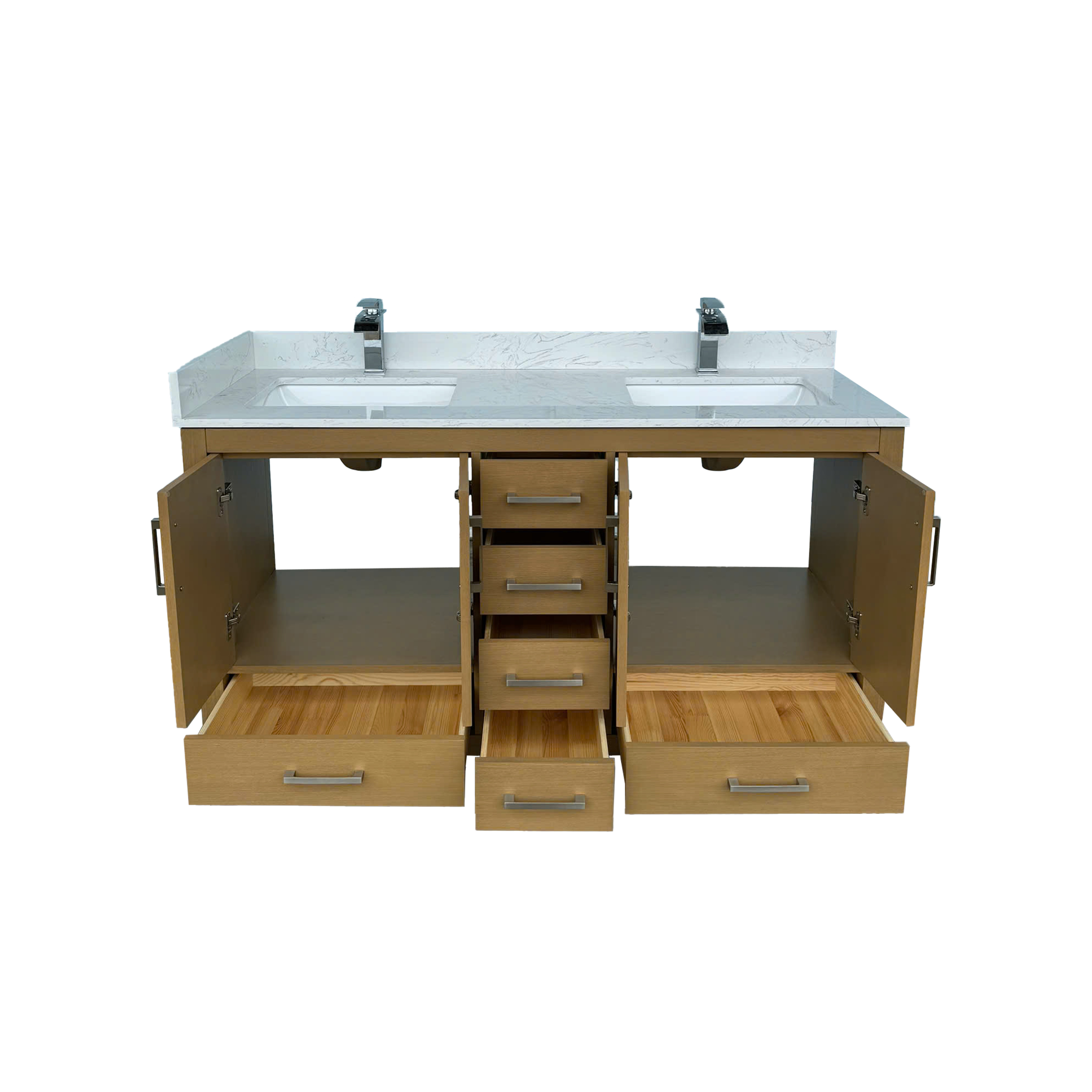 42"/55"/60"/72"/84" Warm Oak Freestanding Bathroom Vanity with Solid Wood Construction