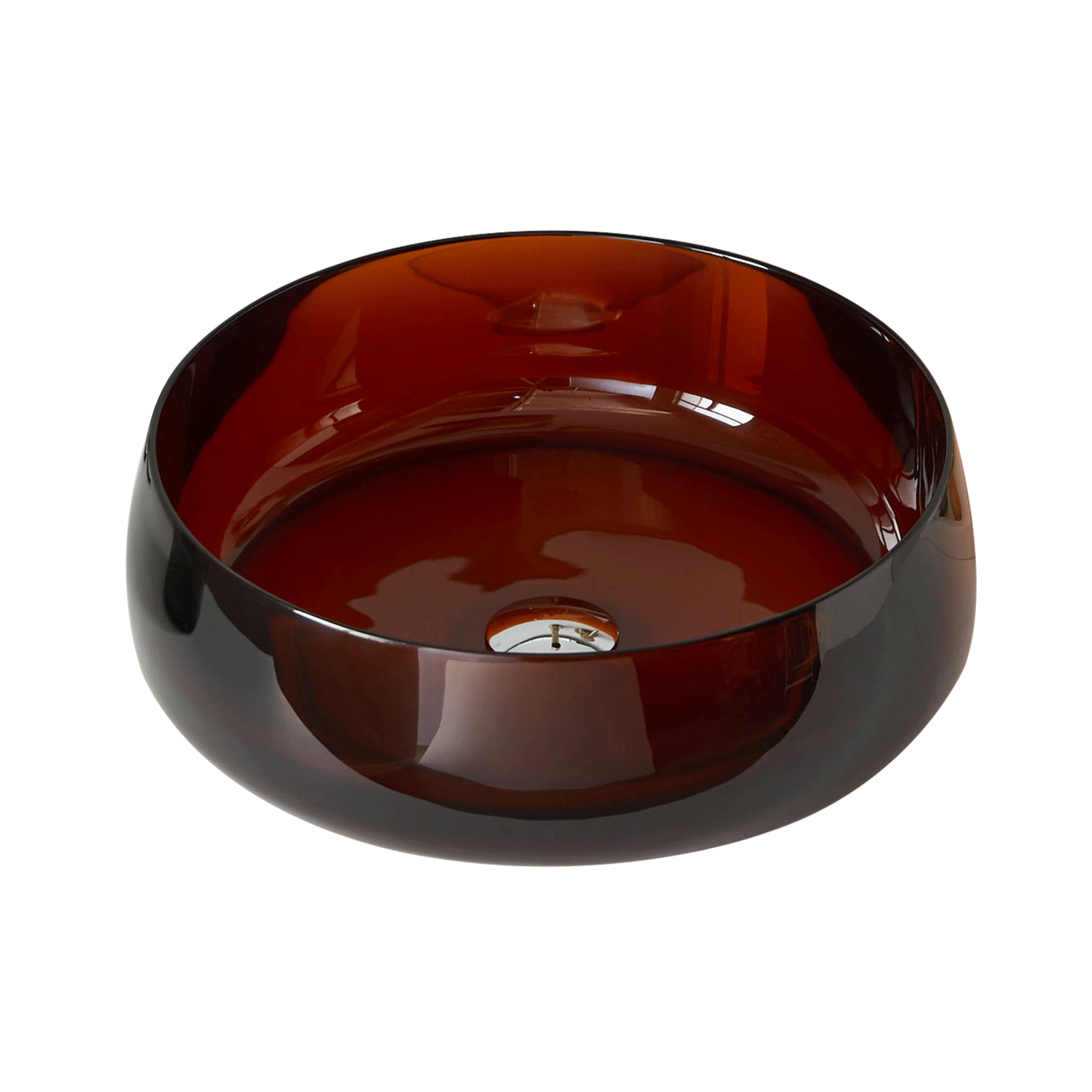 17.7-inch Round Transparent Resin Bathroom Vessel Sink with Drainer