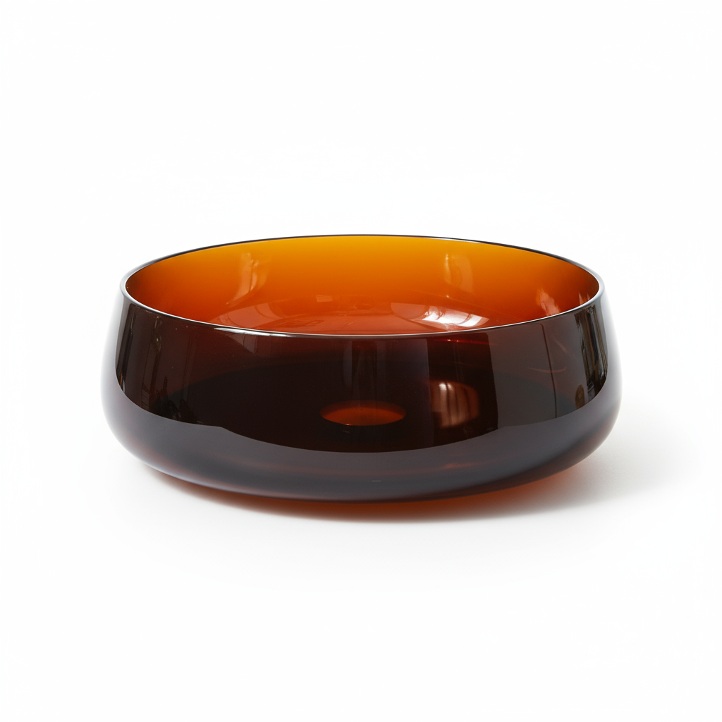 17.7-inch Round Transparent Resin Bathroom Vessel Sink with Drainer